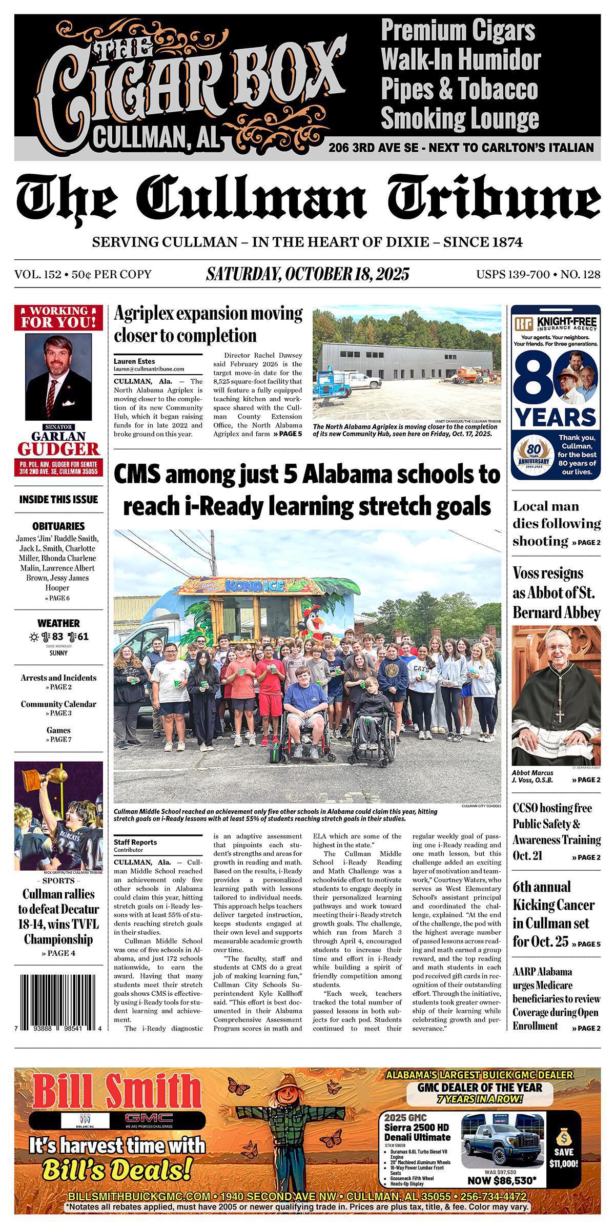 Good Morning Cullman! The 10-18-2025 edition of the Cullman Tribune is now ready to view.