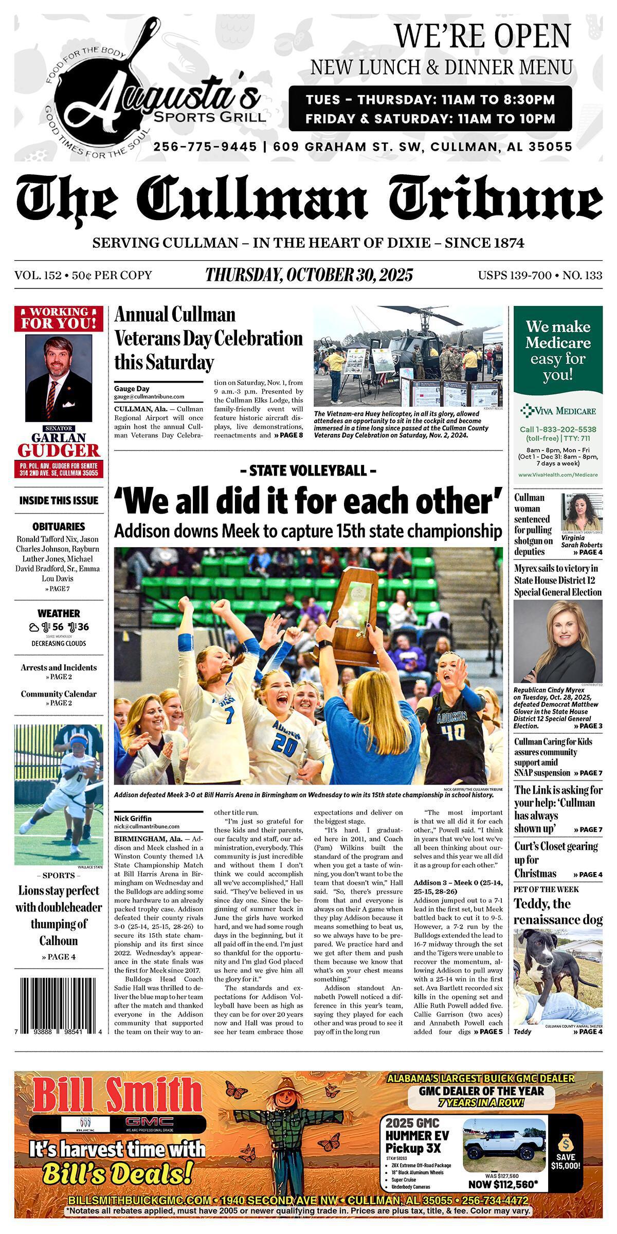 Good Morning Cullman! The 10-30-2025 edition of the Cullman Tribune is now ready to view.