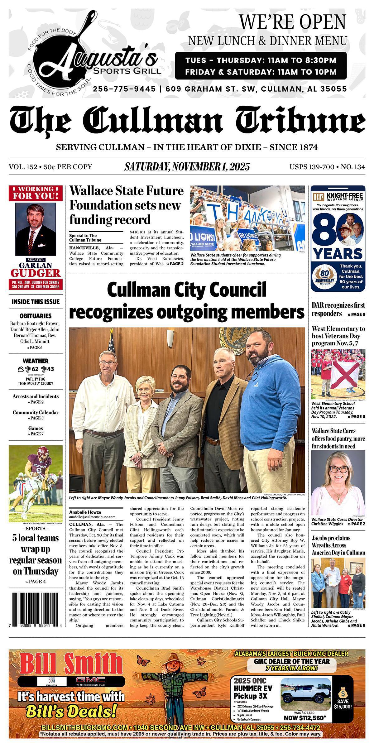 Good Morning Cullman! The 11-01-2025 edition of the Cullman Tribune is now ready to view.
