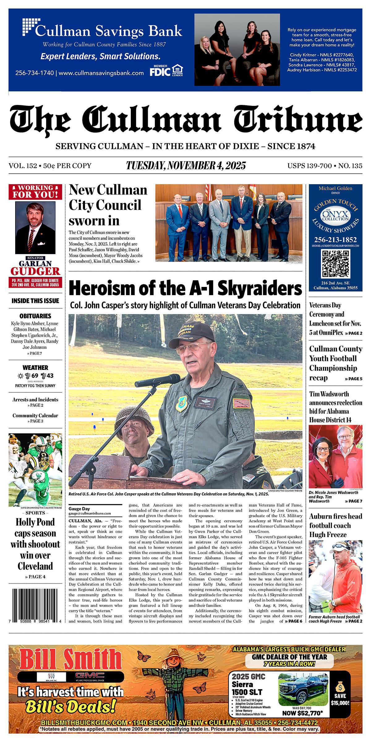 Good Morning Cullman! The 11-04-2025 edition of the Cullman Tribune is now ready to view.