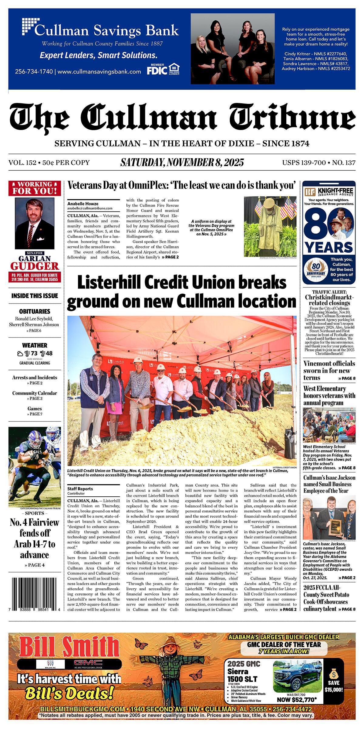Good Morning Cullman! The 11-08-2025 edition of the Cullman Tribune is now ready to view.
