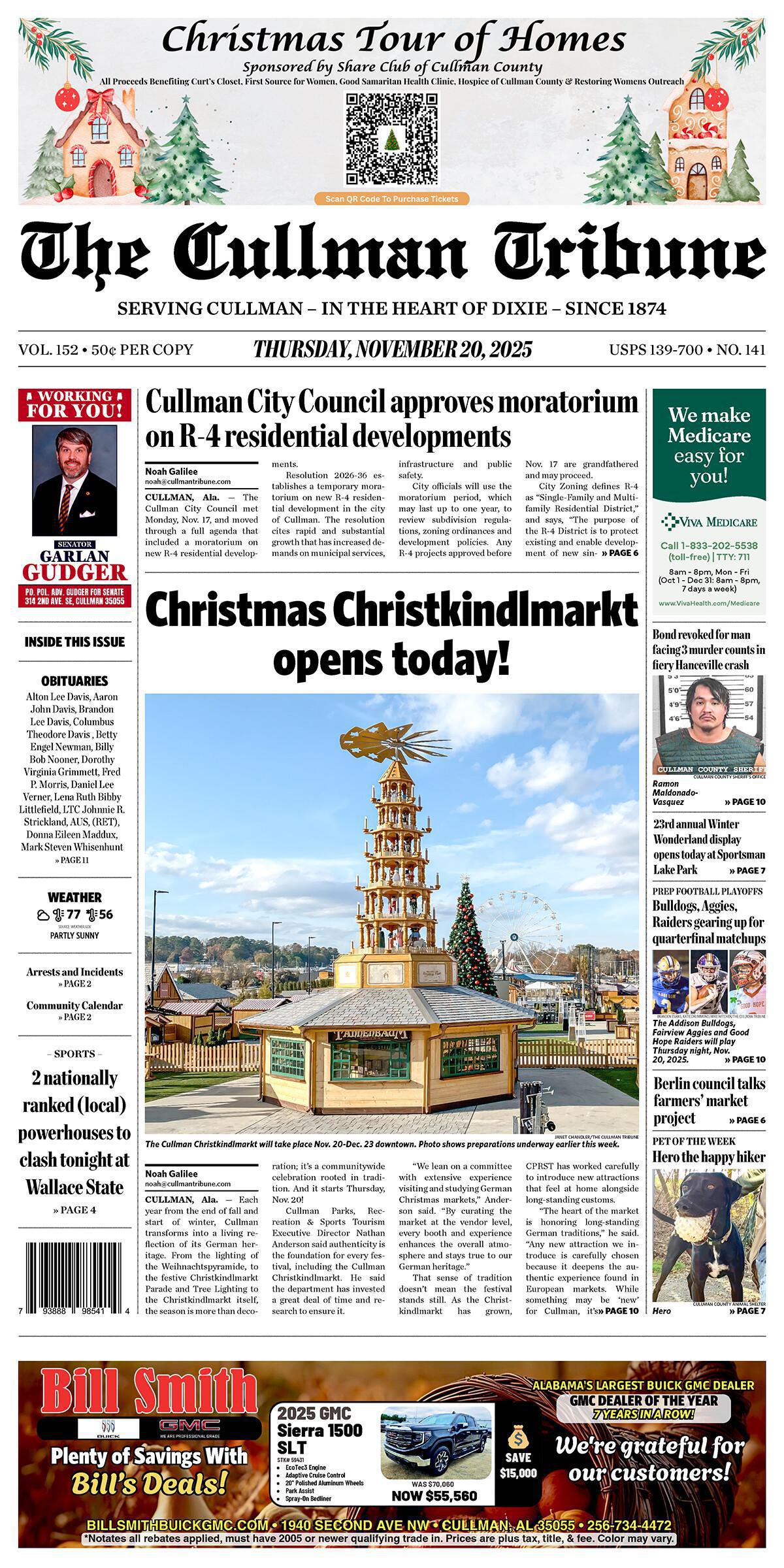 Good Morning Cullman! The 11-20-2025 edition of the Cullman Tribune is now ready to view.