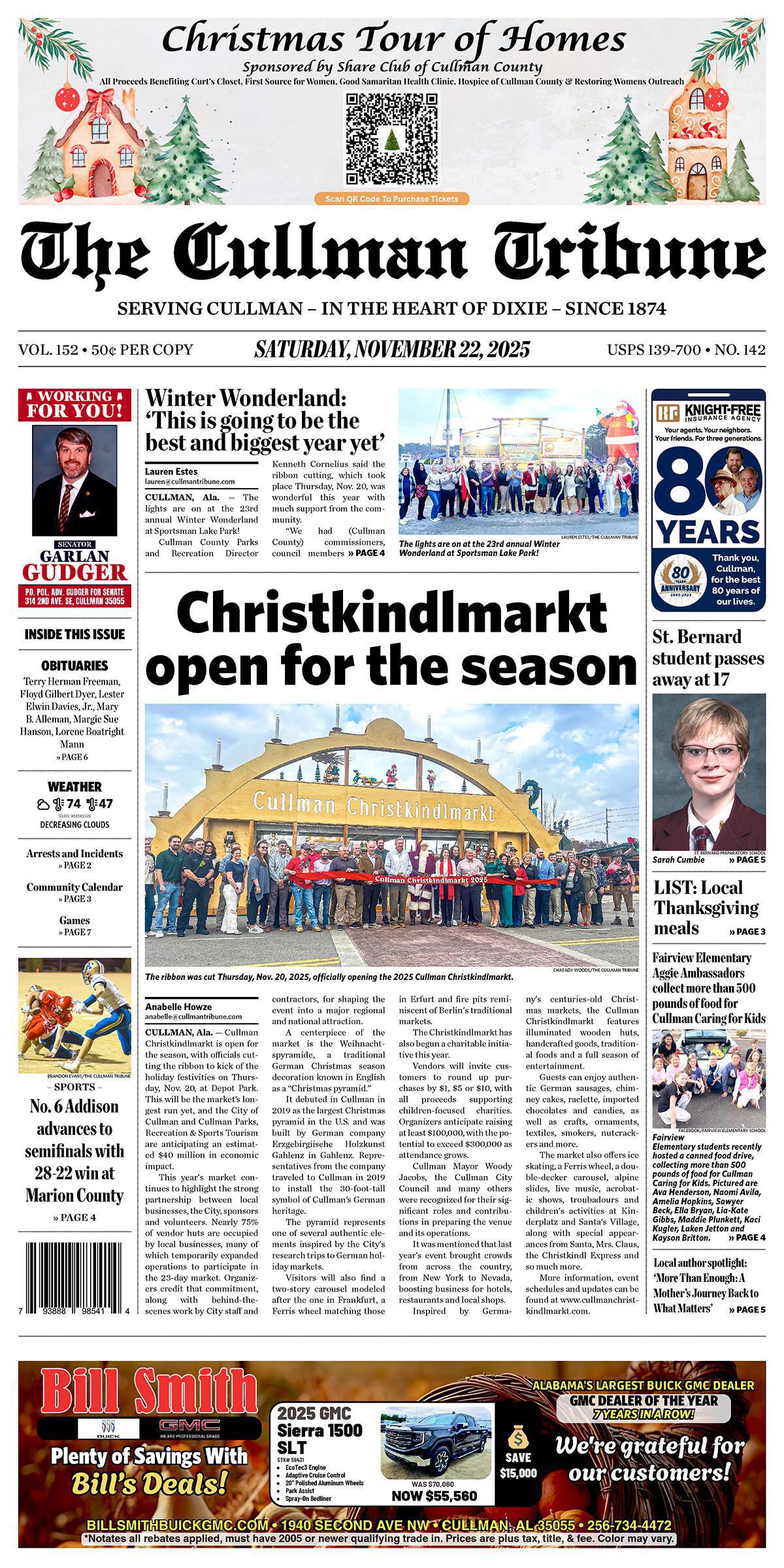 Good Morning Cullman! The 11-22-2025 edition of the Cullman Tribune is now ready to view.