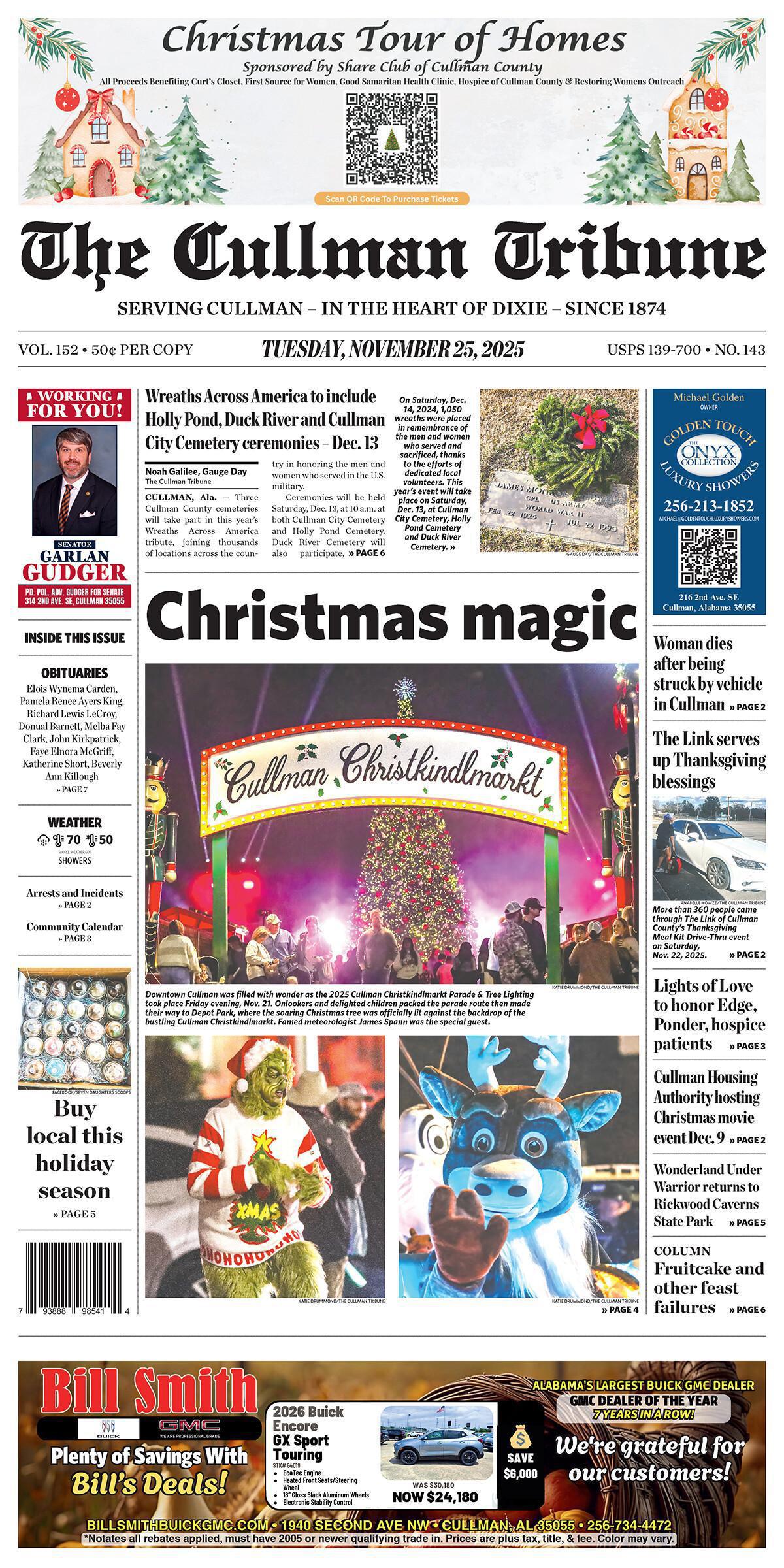 Good Morning Cullman! The 11-25-2025 edition of the Cullman Tribune is now ready to view.