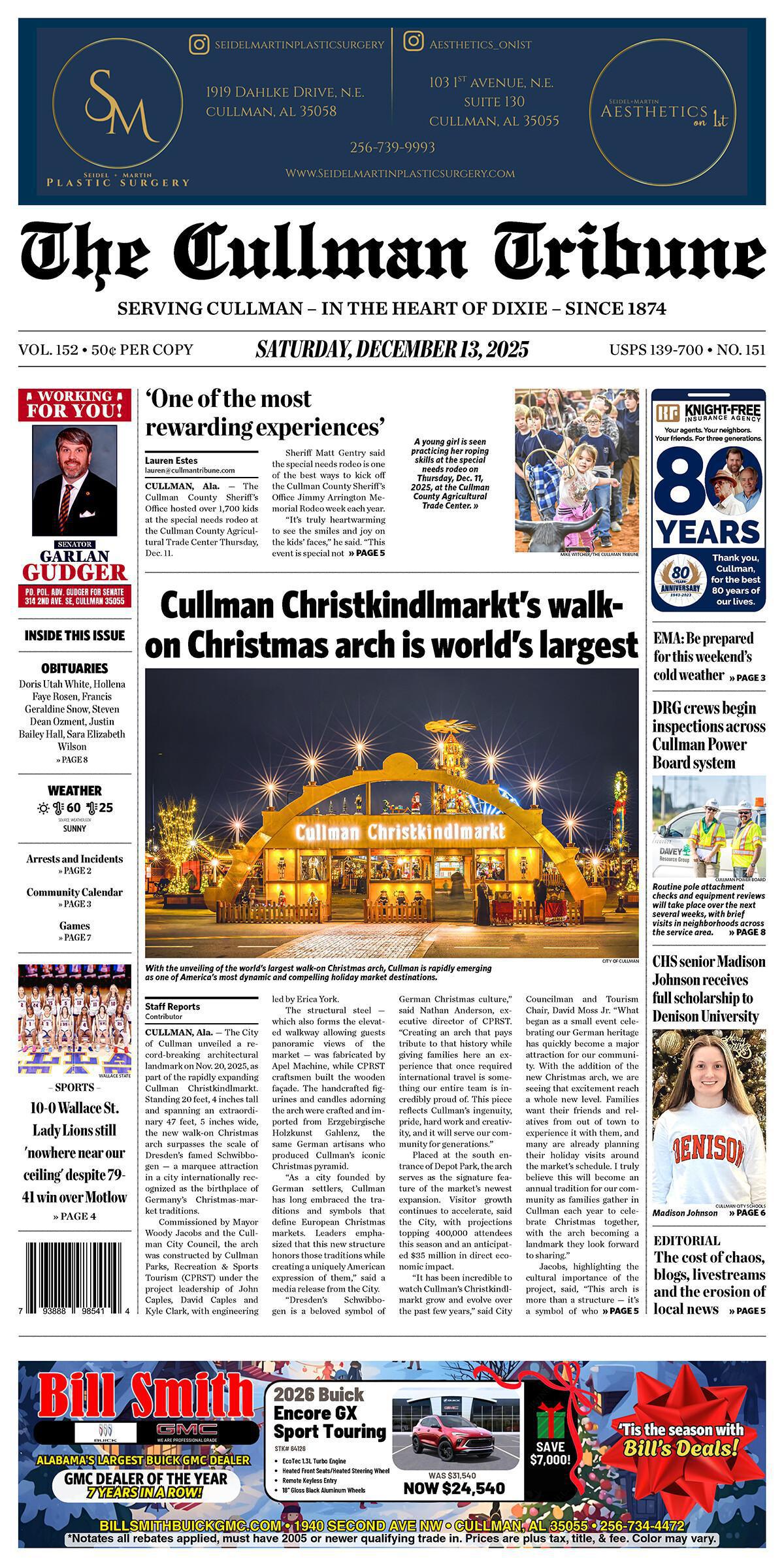 Good Morning Cullman! The 12-13-2025 edition of the Cullman Tribune is now ready to view.