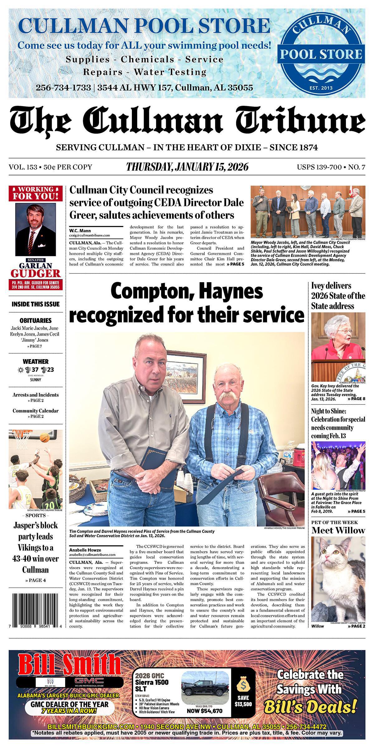 Good Morning Cullman! The 01-15-2026 edition of the Cullman Tribune is now ready to view.