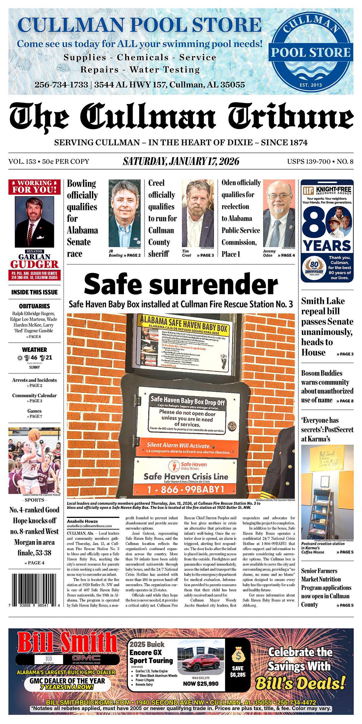 Good Morning Cullman! The 01-17-2026 edition of the Cullman Tribune is now ready to view.