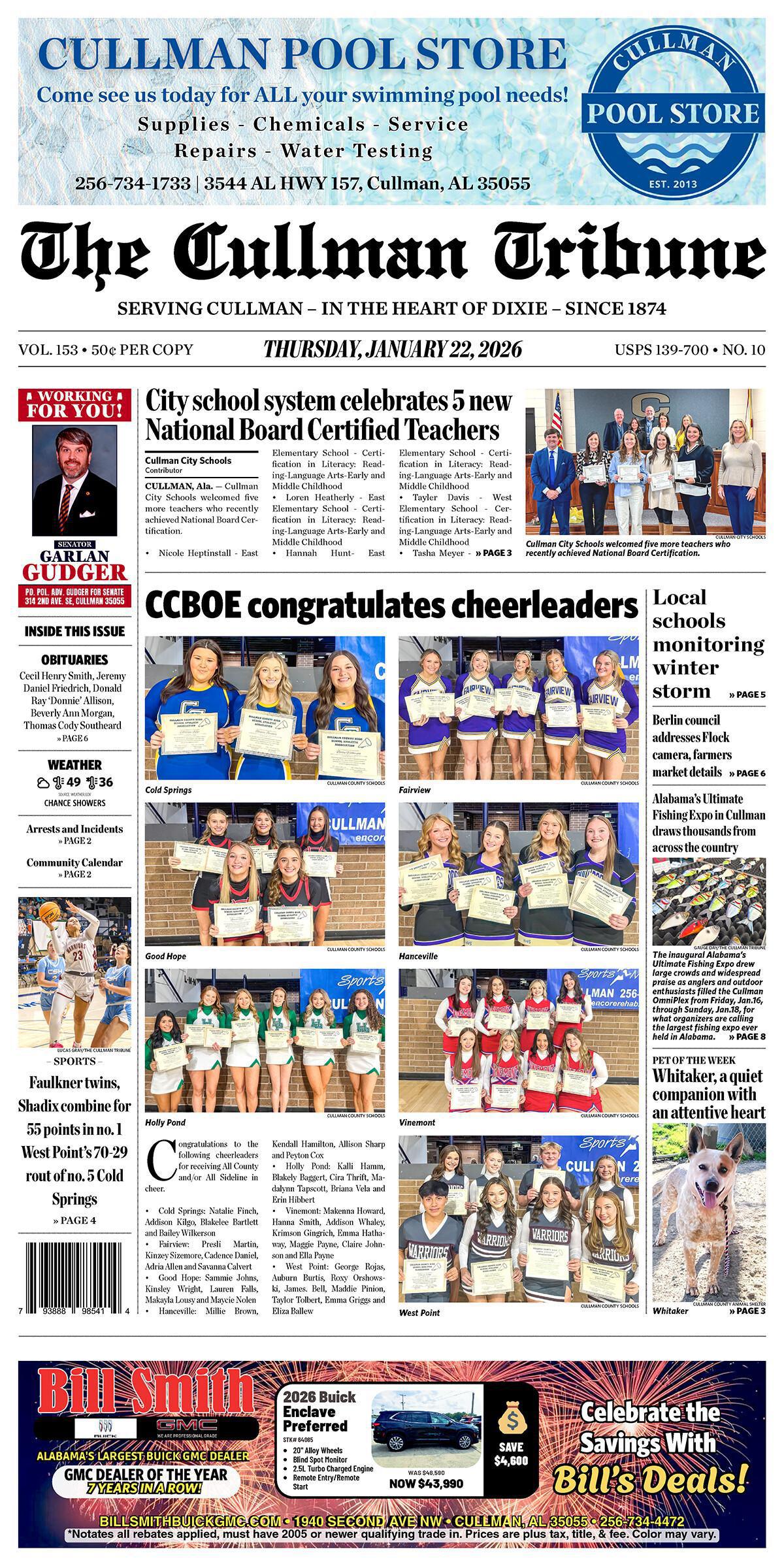 Good Morning Cullman! The 01-22-2026 edition of the Cullman Tribune is now ready to view.
