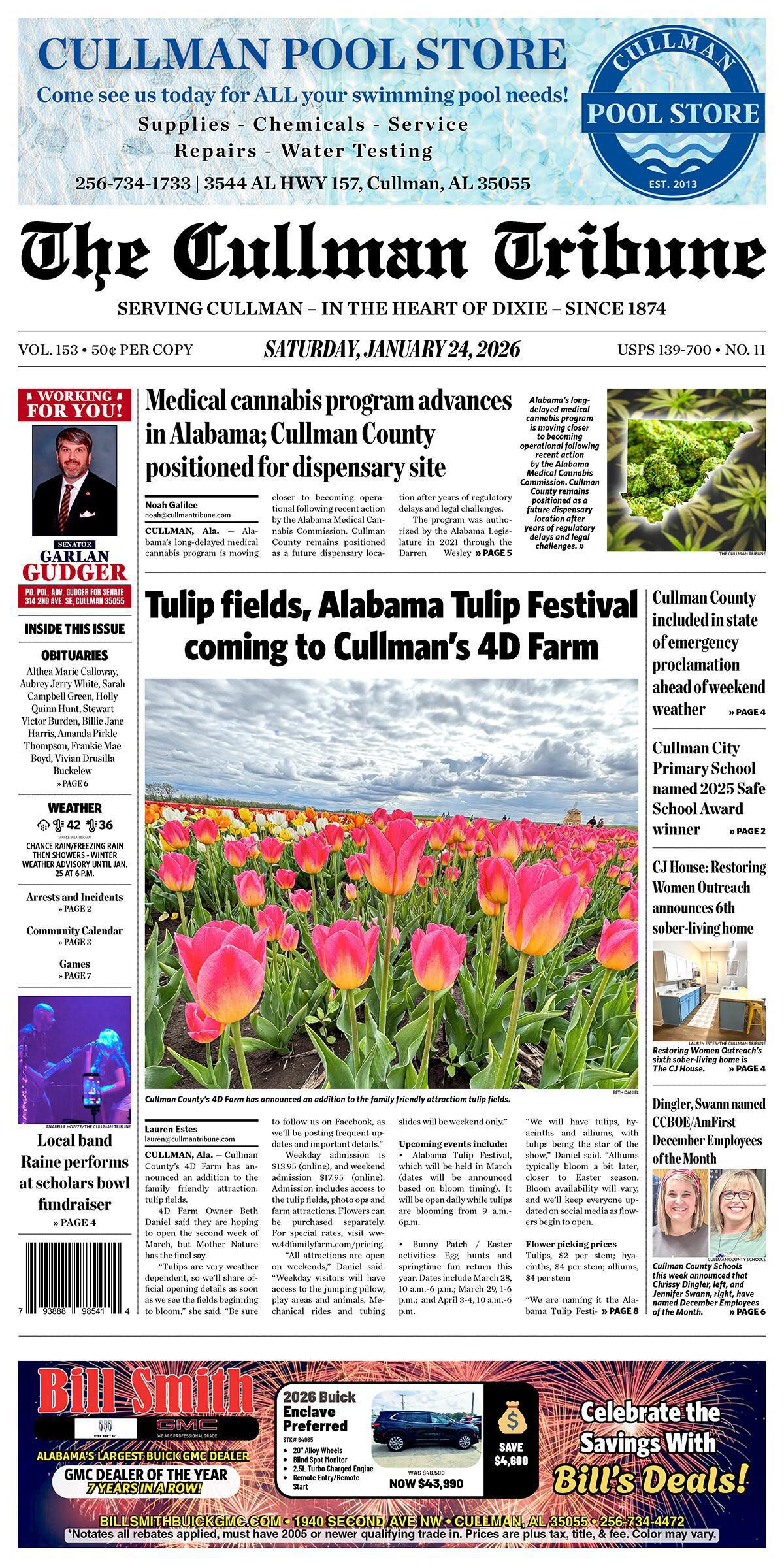 Good Morning Cullman! The 01-24-2026 edition of the Cullman Tribune is now ready to view.