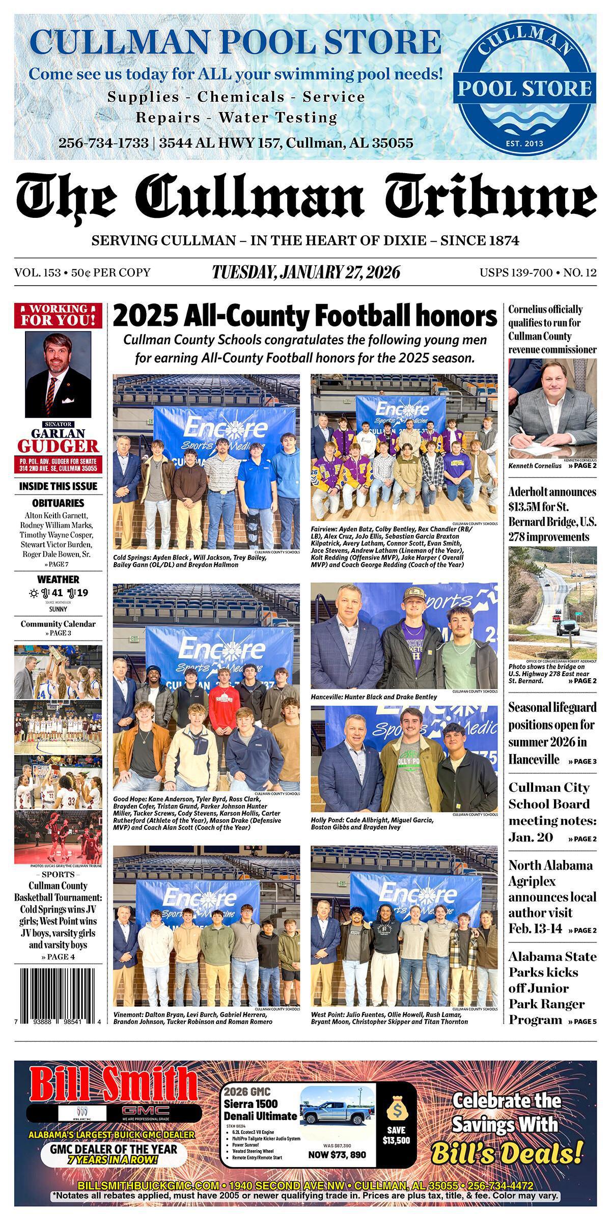 Good Morning Cullman! The 01-27-2026 edition of the Cullman Tribune is now ready to view.