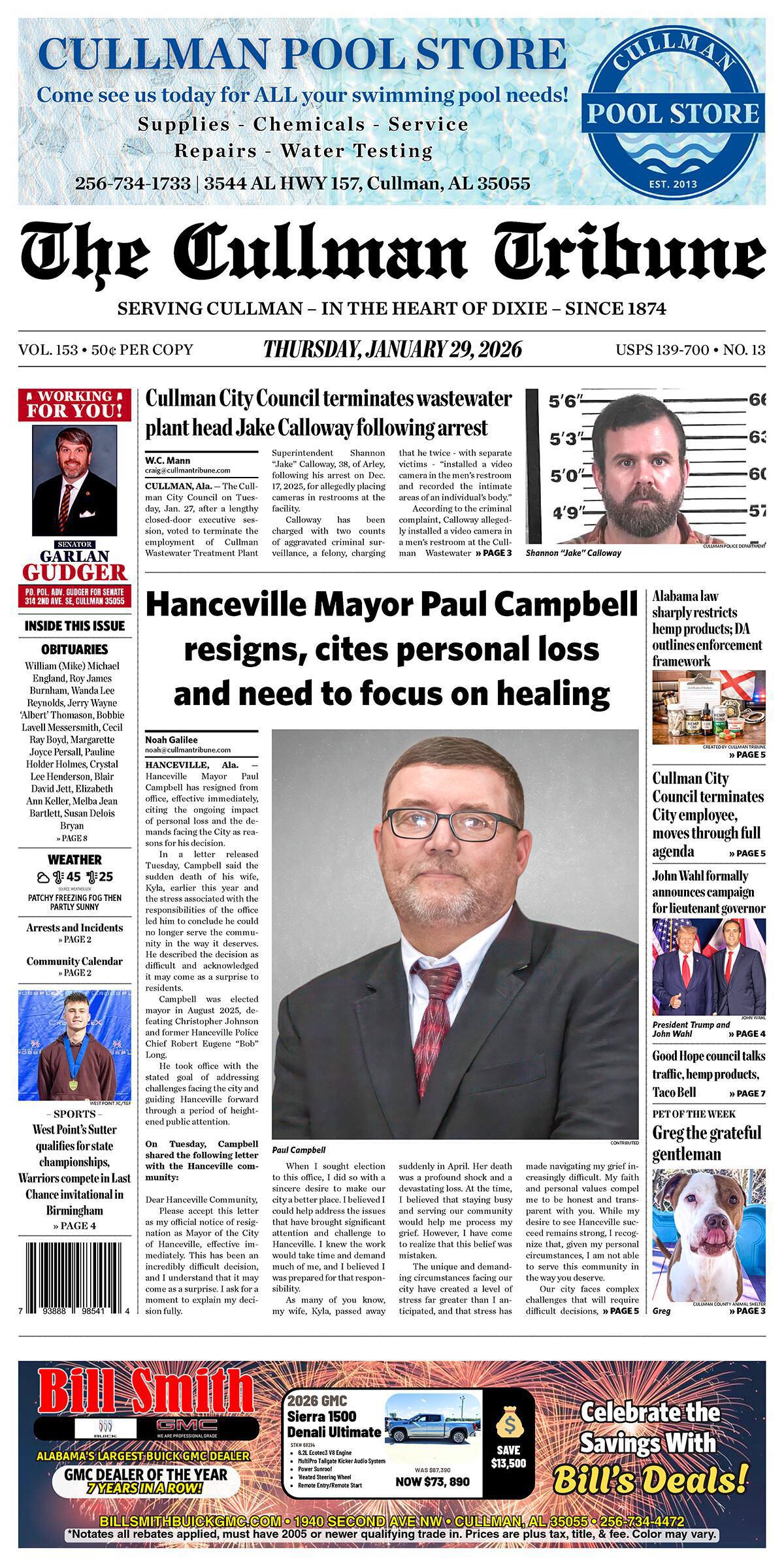 Good Morning Cullman! The 01-29-2026 edition of the Cullman Tribune is now ready to view.