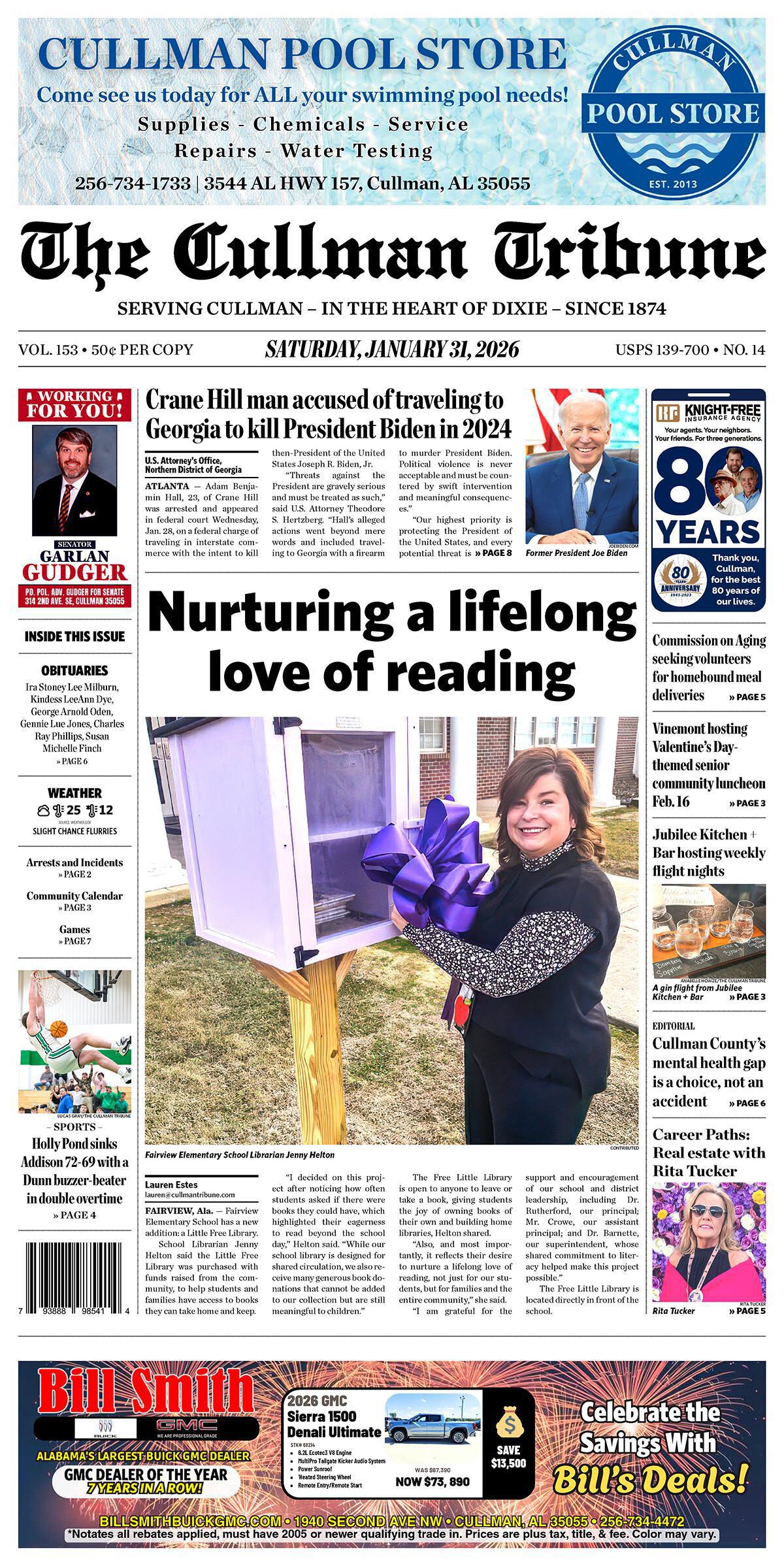 Good Morning Cullman! The 01-31-2026 edition of the Cullman Tribune is now ready to view.