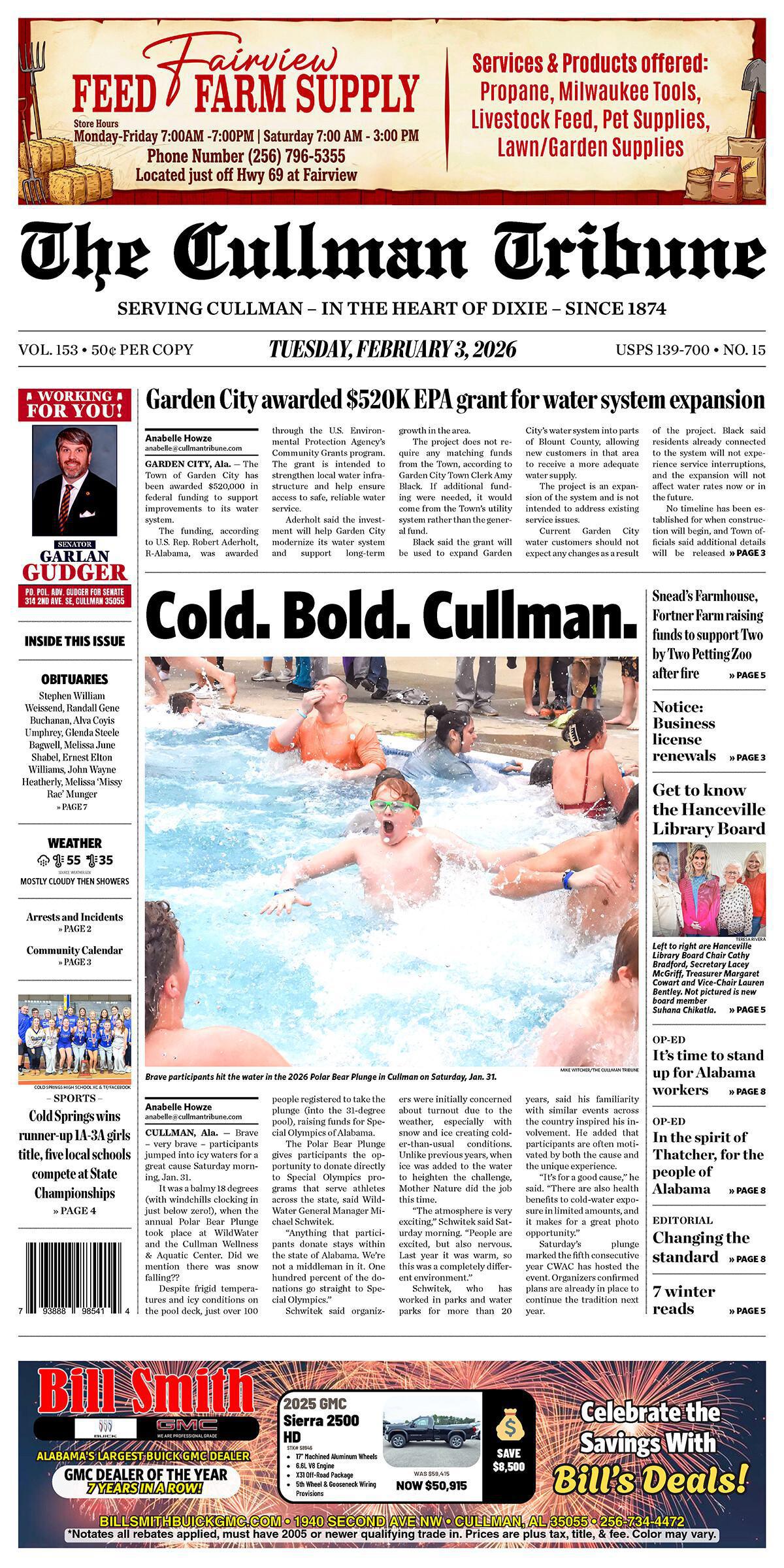 Good Morning Cullman! The 02-03-2026 edition of the Cullman Tribune is now ready to view.