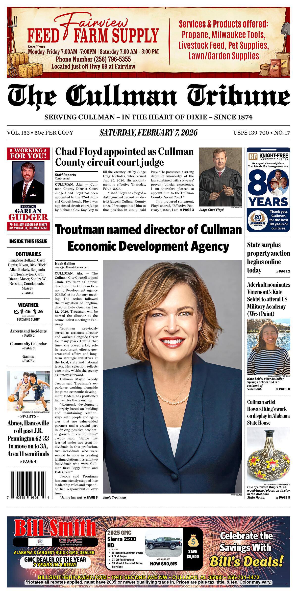 Good Morning Cullman! The 02-07-2026 edition of the Cullman Tribune is now ready to view.