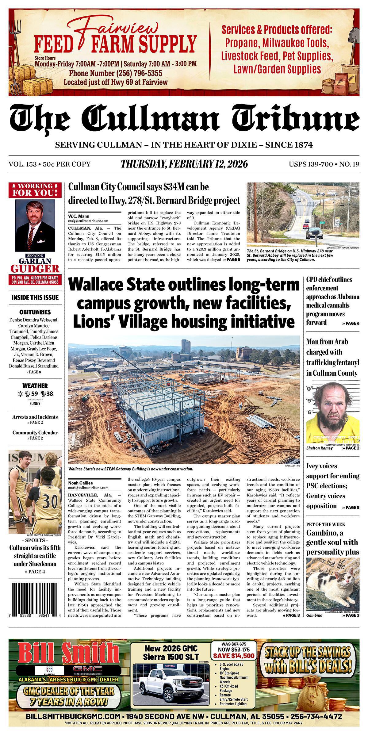Good Morning Cullman! The 02-12-2026 edition of the Cullman Tribune is now ready to view.