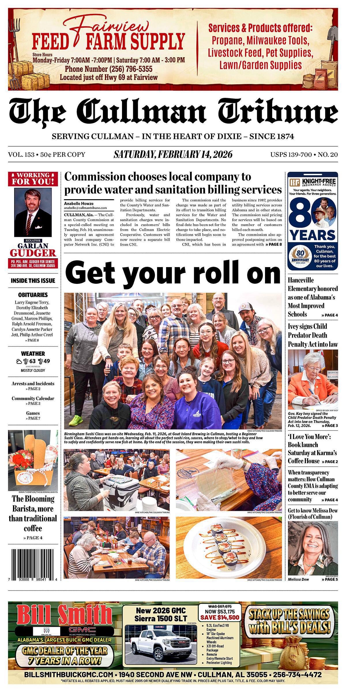 Good Morning Cullman! The 02-14-2026 edition of the Cullman Tribune is now ready to view.