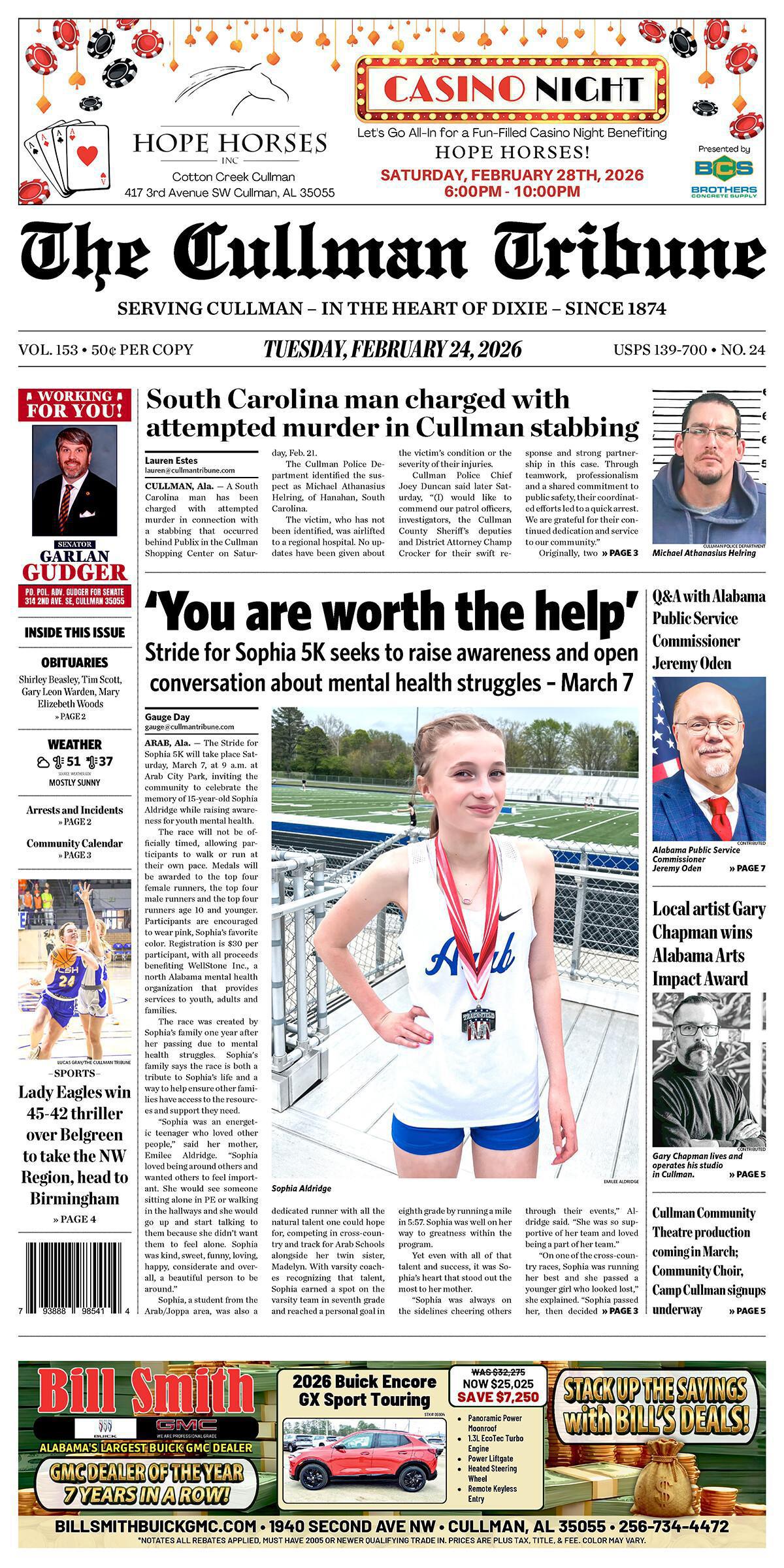Good Morning Cullman! The 02-24-2026 edition of the Cullman Tribune is now ready to view.
