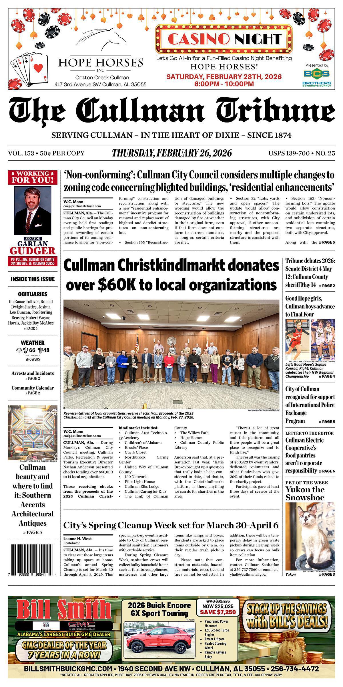 Good Morning Cullman! The 02-26-2026 edition of the Cullman Tribune is now ready to view.