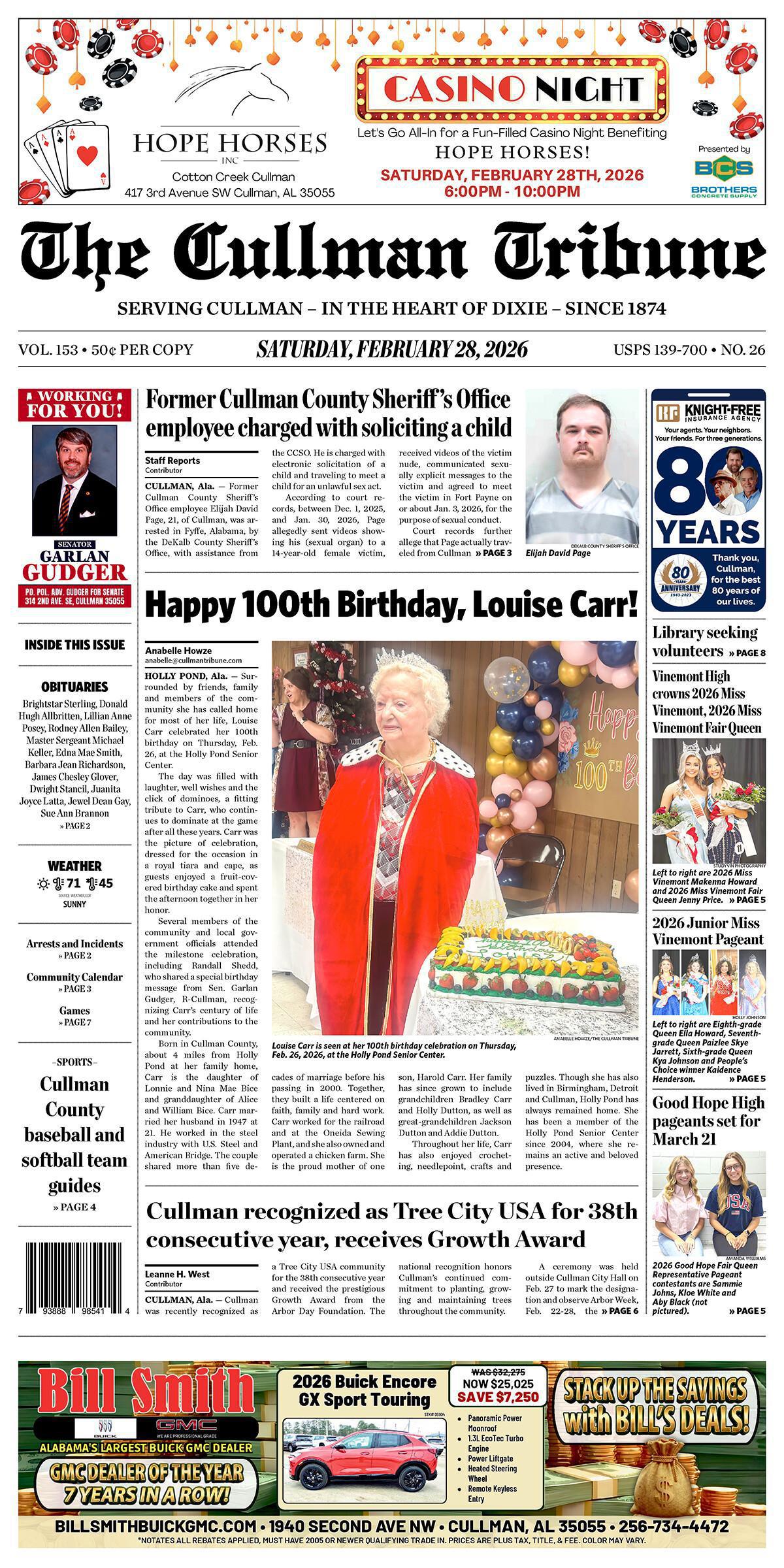 Good Morning Cullman! The 02-28-2026 edition of the Cullman Tribune is now ready to view.