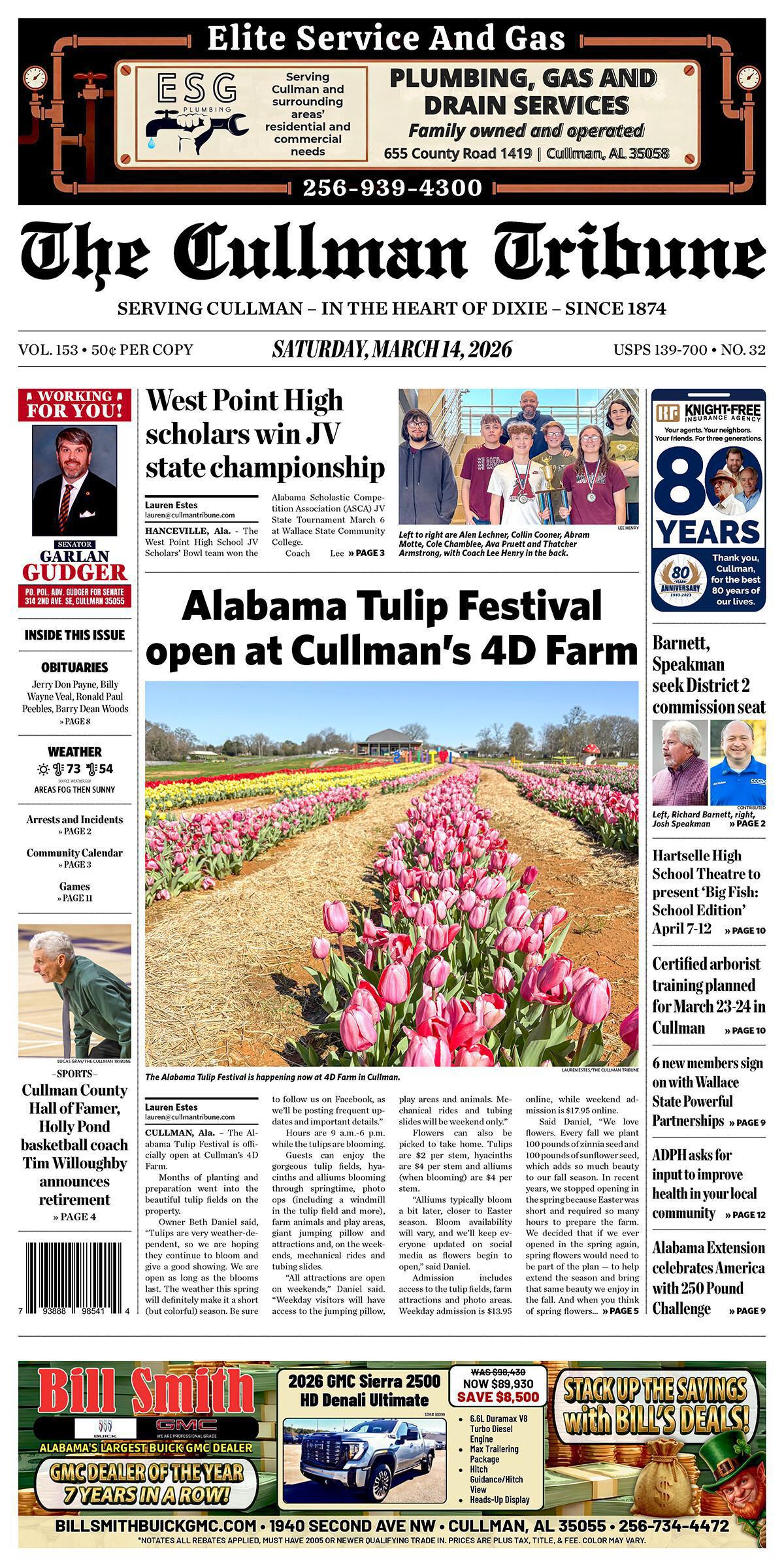 Good Morning Cullman! The 03-14-2026 edition of the Cullman Tribune is now ready to view.