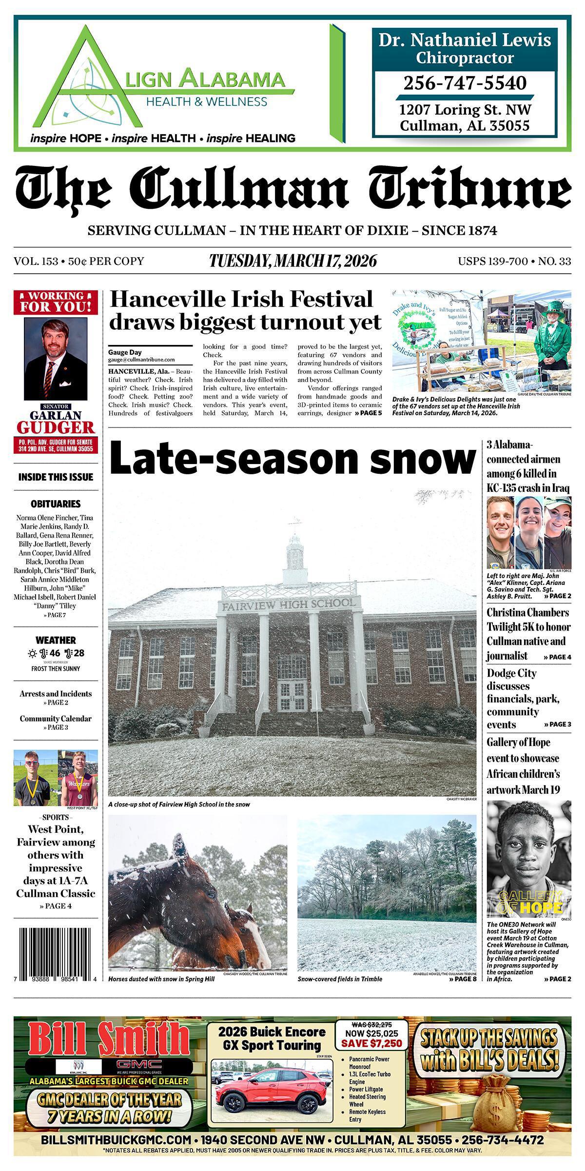 Good Morning Cullman! The 03-17-2026 edition of the Cullman Tribune is now ready to view.