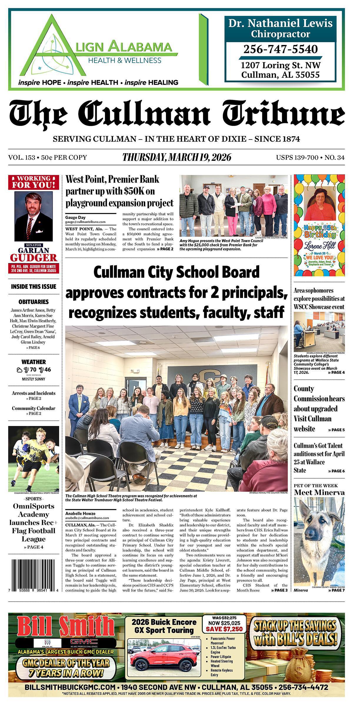 Good Morning Cullman! The 03-19-2026 edition of the Cullman Tribune is now ready to view.
