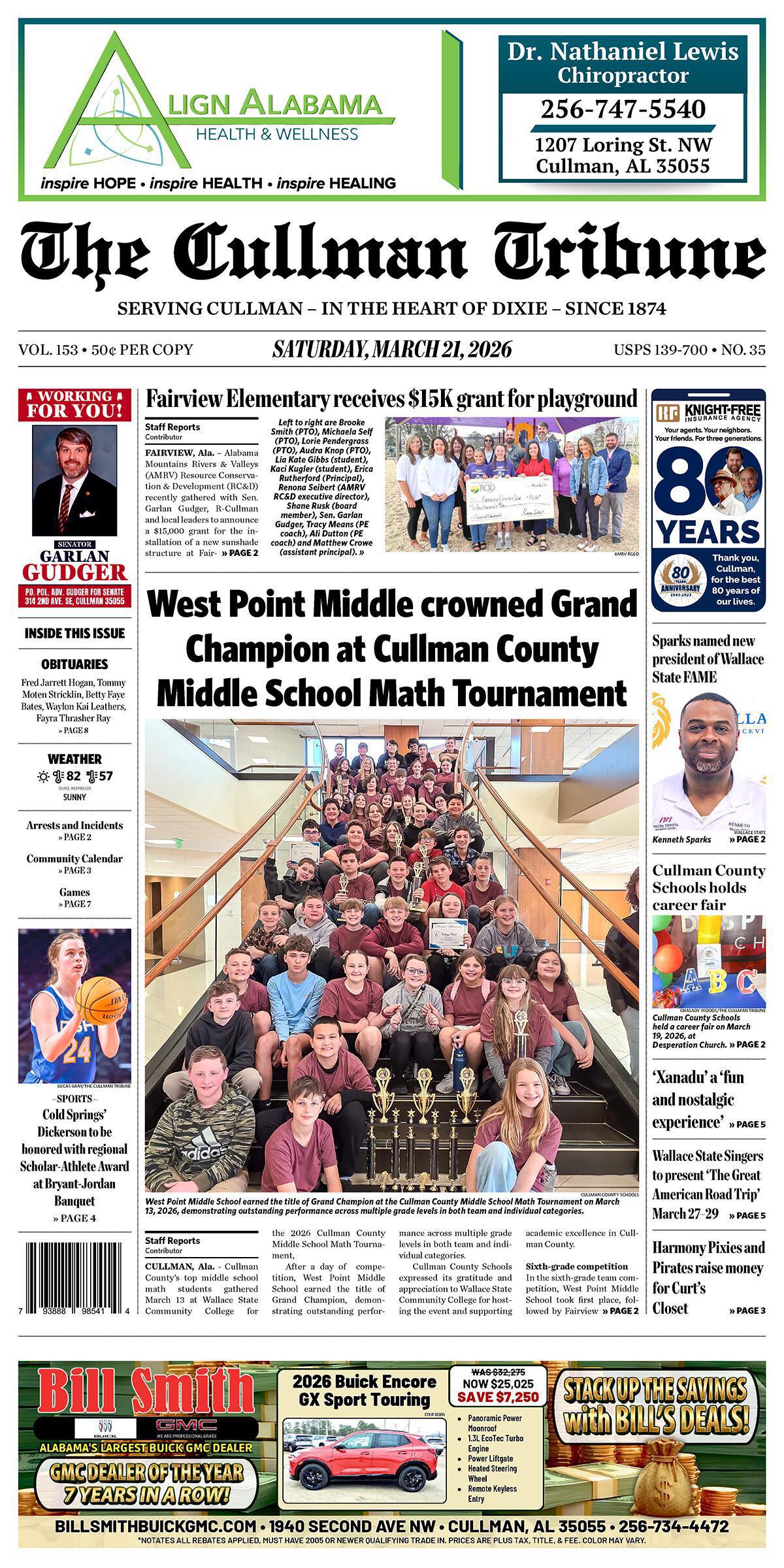 Good Morning Cullman! The 03-21-2026 edition of the Cullman Tribune is now ready to view.