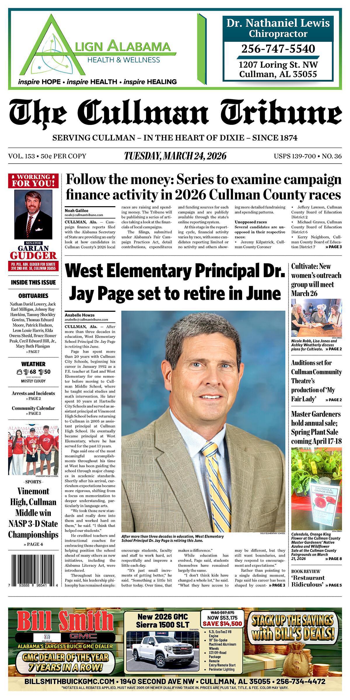 Good Morning Cullman! The 03-24-2026 edition of the Cullman Tribune is now ready to view.