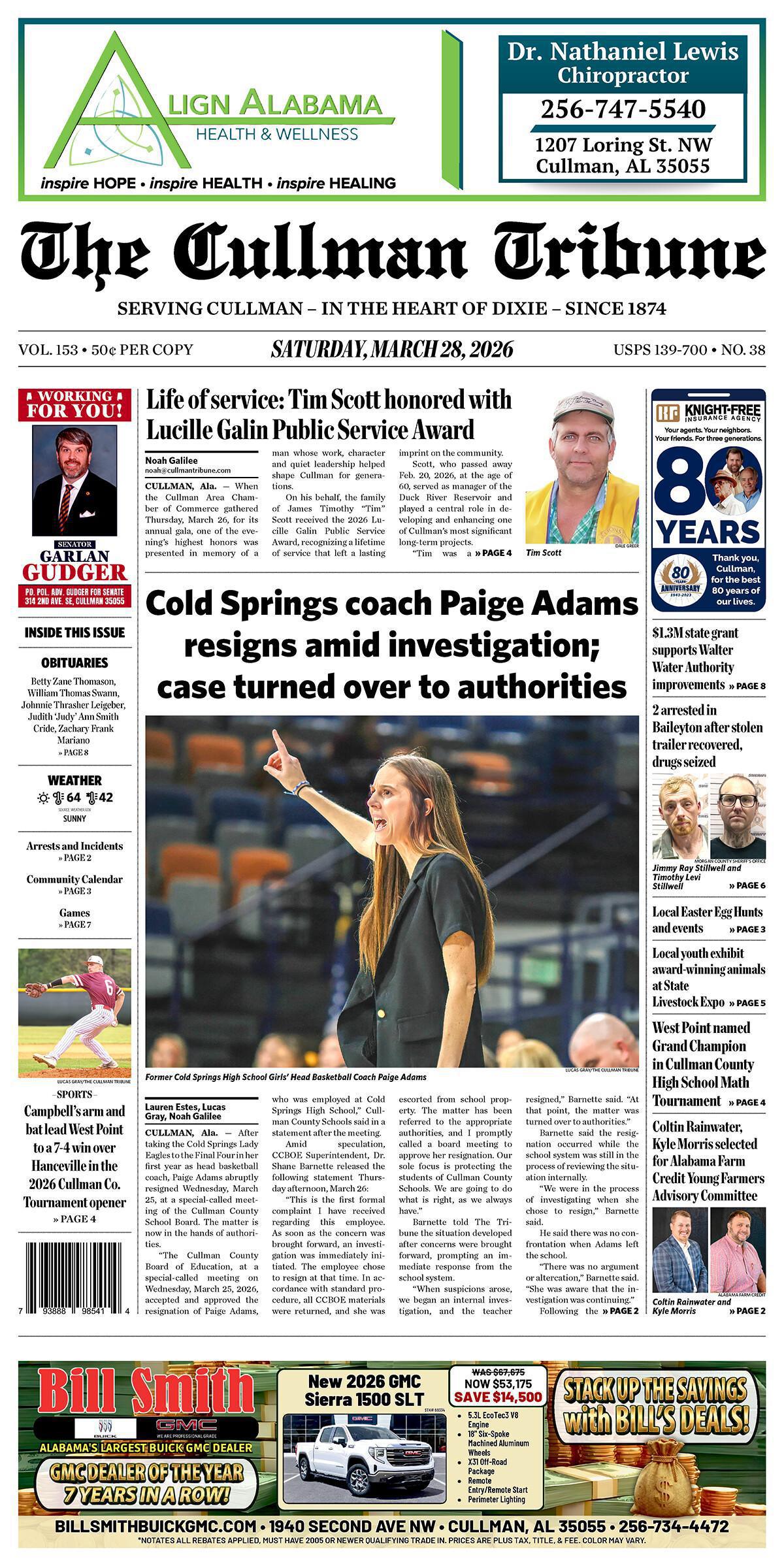 Good Morning Cullman! The 03-28-2026 edition of the Cullman Tribune is now ready to view.