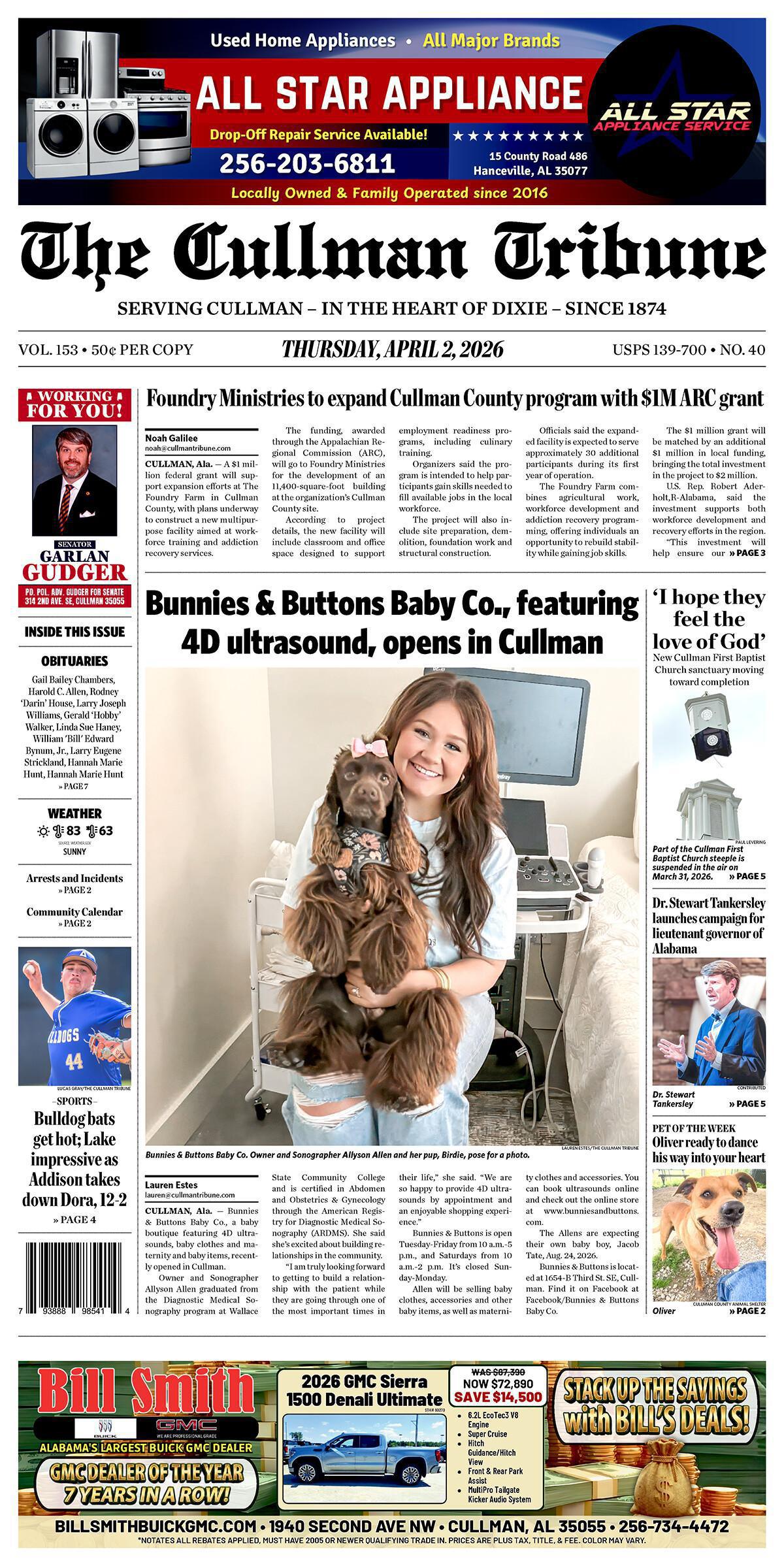 Good Morning Cullman! The 04-02-2026 edition of the Cullman Tribune is now ready to view.