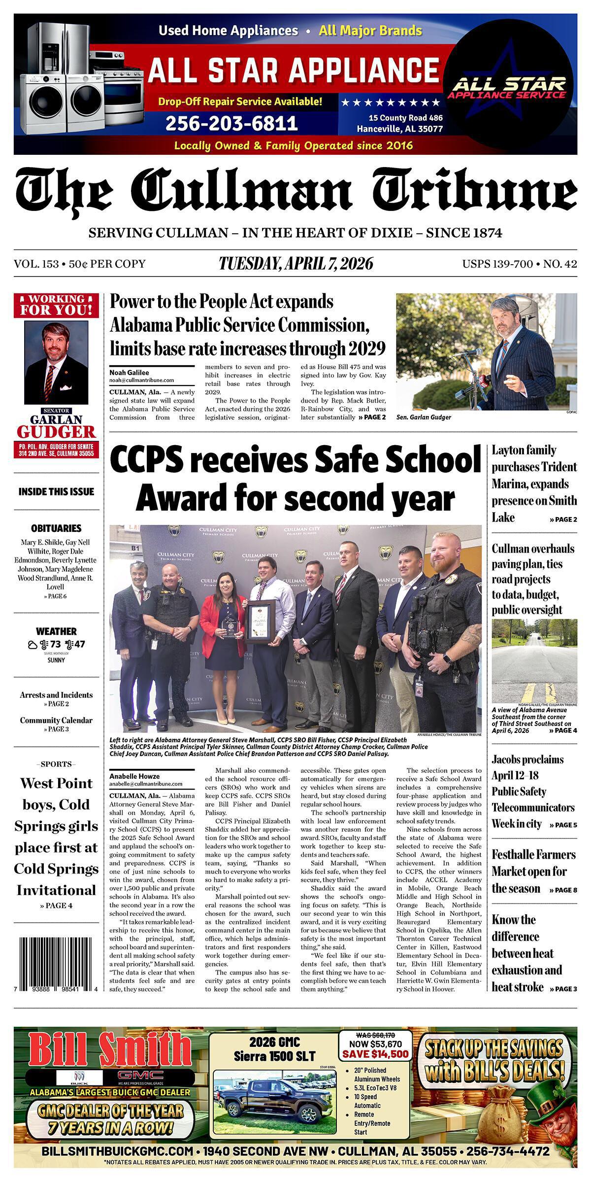 Good Morning Cullman! The 04-07-2026 edition of the Cullman Tribune is now ready to view.
