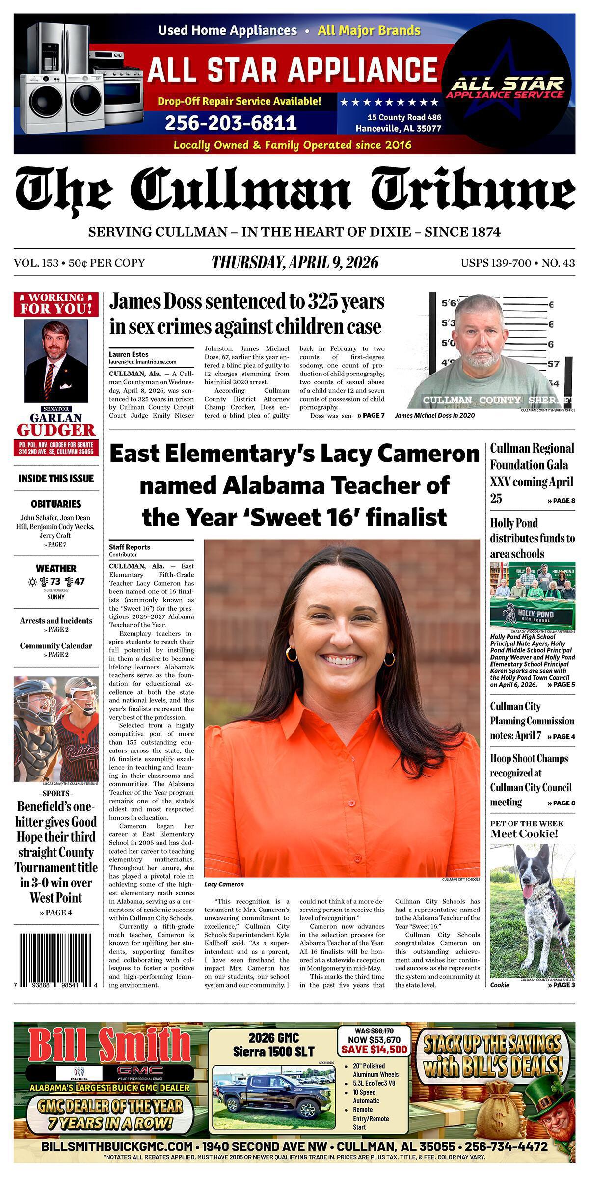 Good Morning Cullman! The 04-09-2026 edition of the Cullman Tribune is now ready to view.