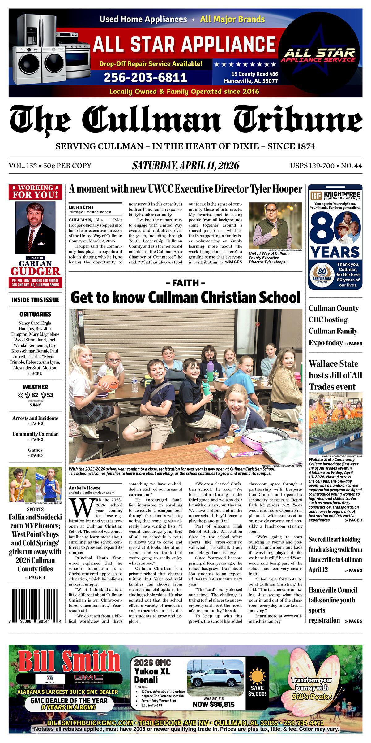 Good Morning Cullman! The 04-11-2026 edition of the Cullman Tribune is now ready to view.