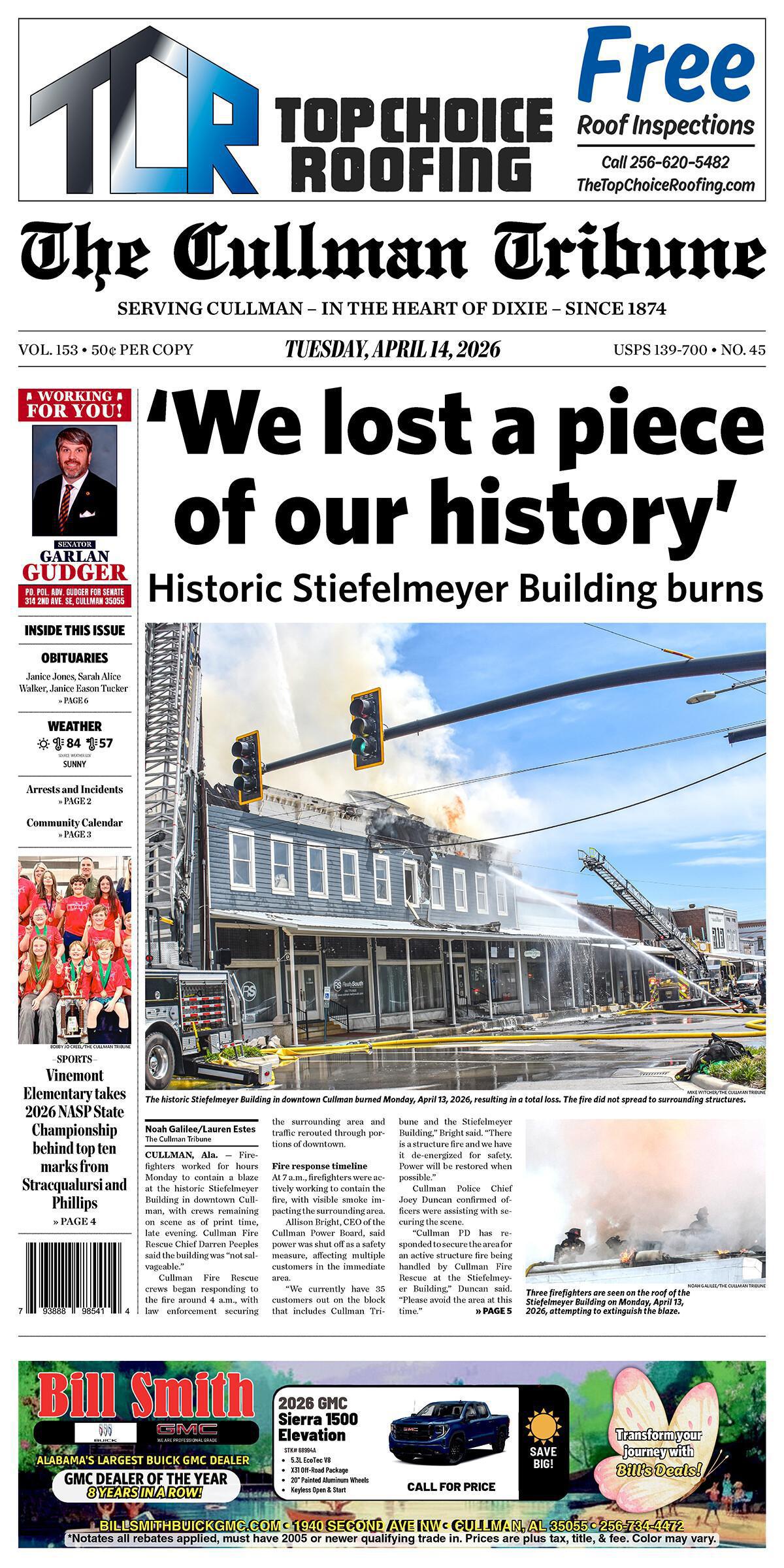 Good Morning Cullman! The 04-14-2026 edition of the Cullman Tribune is now ready to view.