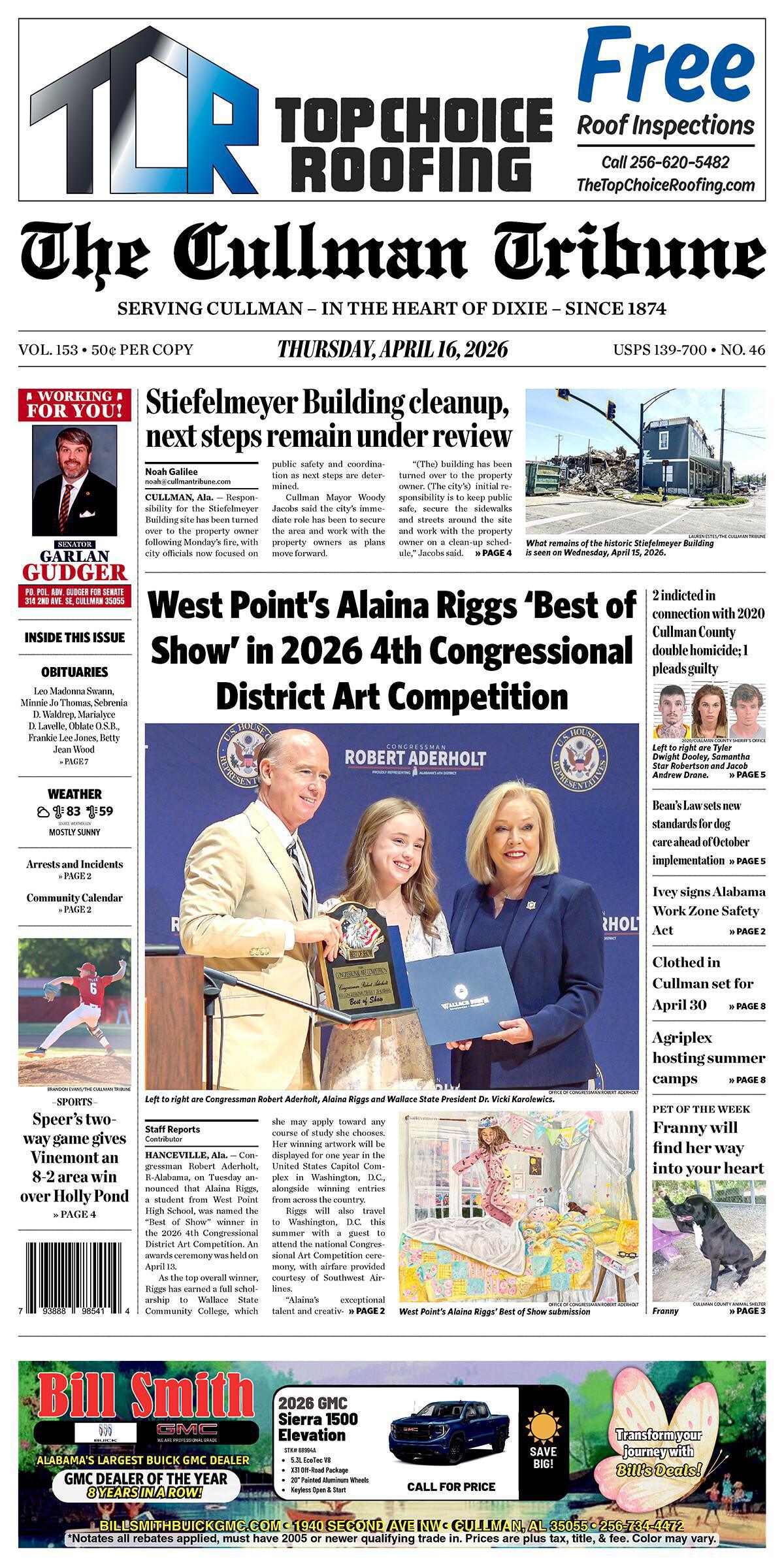 Good Morning Cullman! The 04-16-2026 edition of the Cullman Tribune is now ready to view.