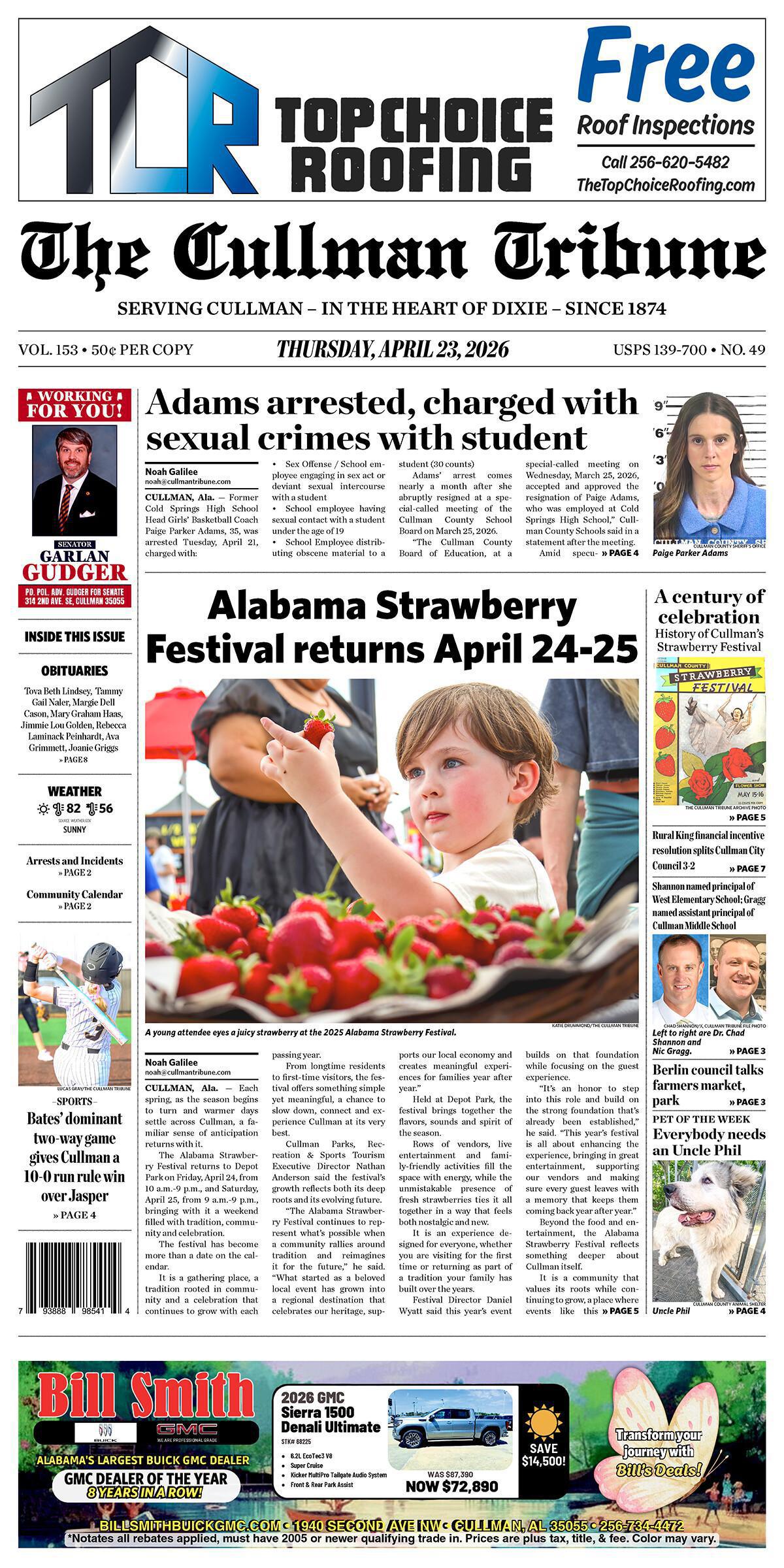 Good Morning Cullman! The 04-23-2026 edition of the Cullman Tribune is now ready to view.