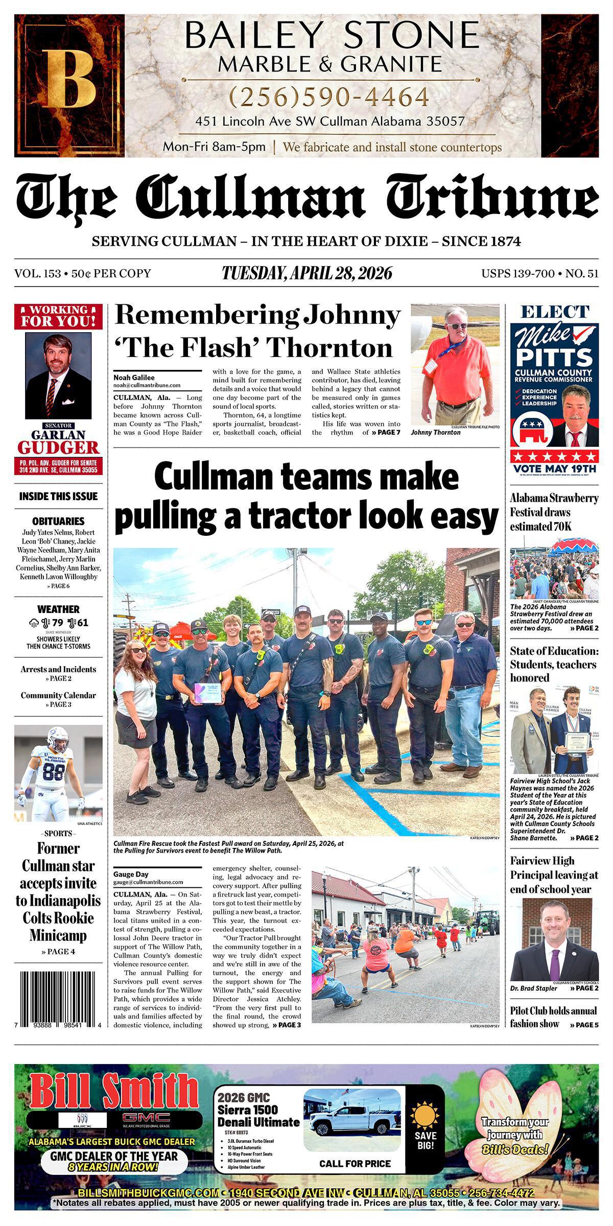 Good Morning Cullman! The 04-28-2026 edition of the Cullman Tribune is now ready to view.