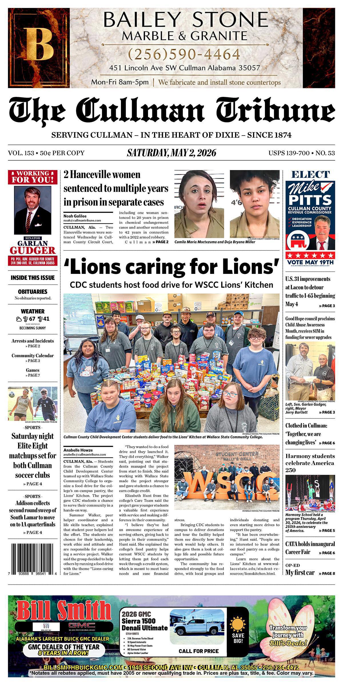 Good Morning Cullman! The 05-02-2026 edition of the Cullman Tribune is now ready to view.