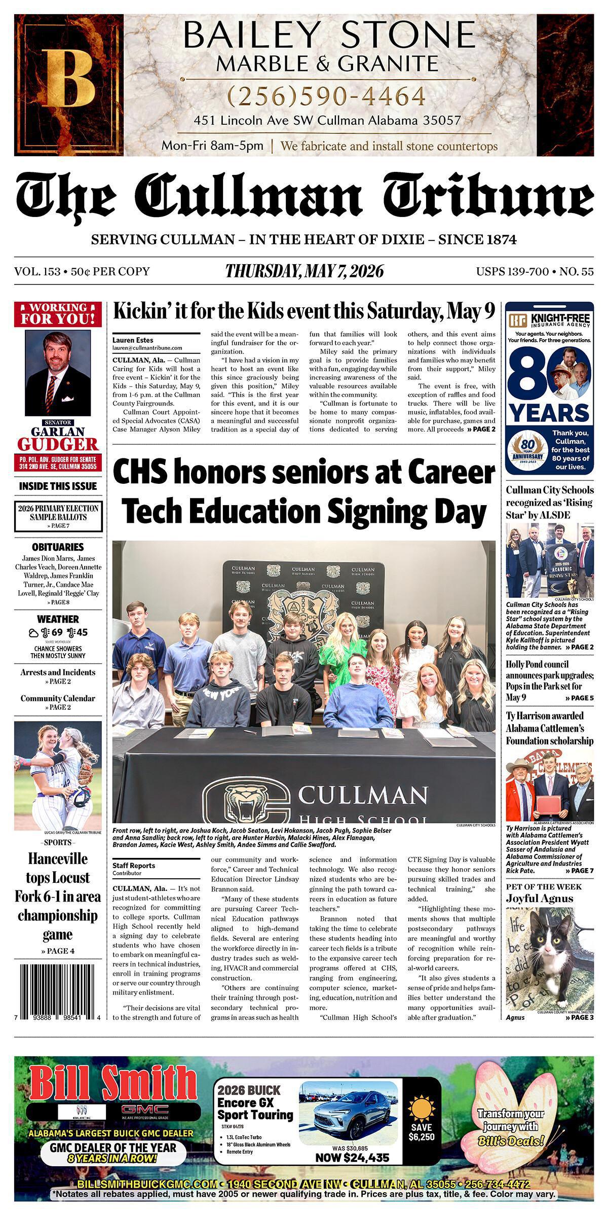 Good Morning Cullman! The 05-07-2026 edition of the Cullman Tribune is now ready to view.