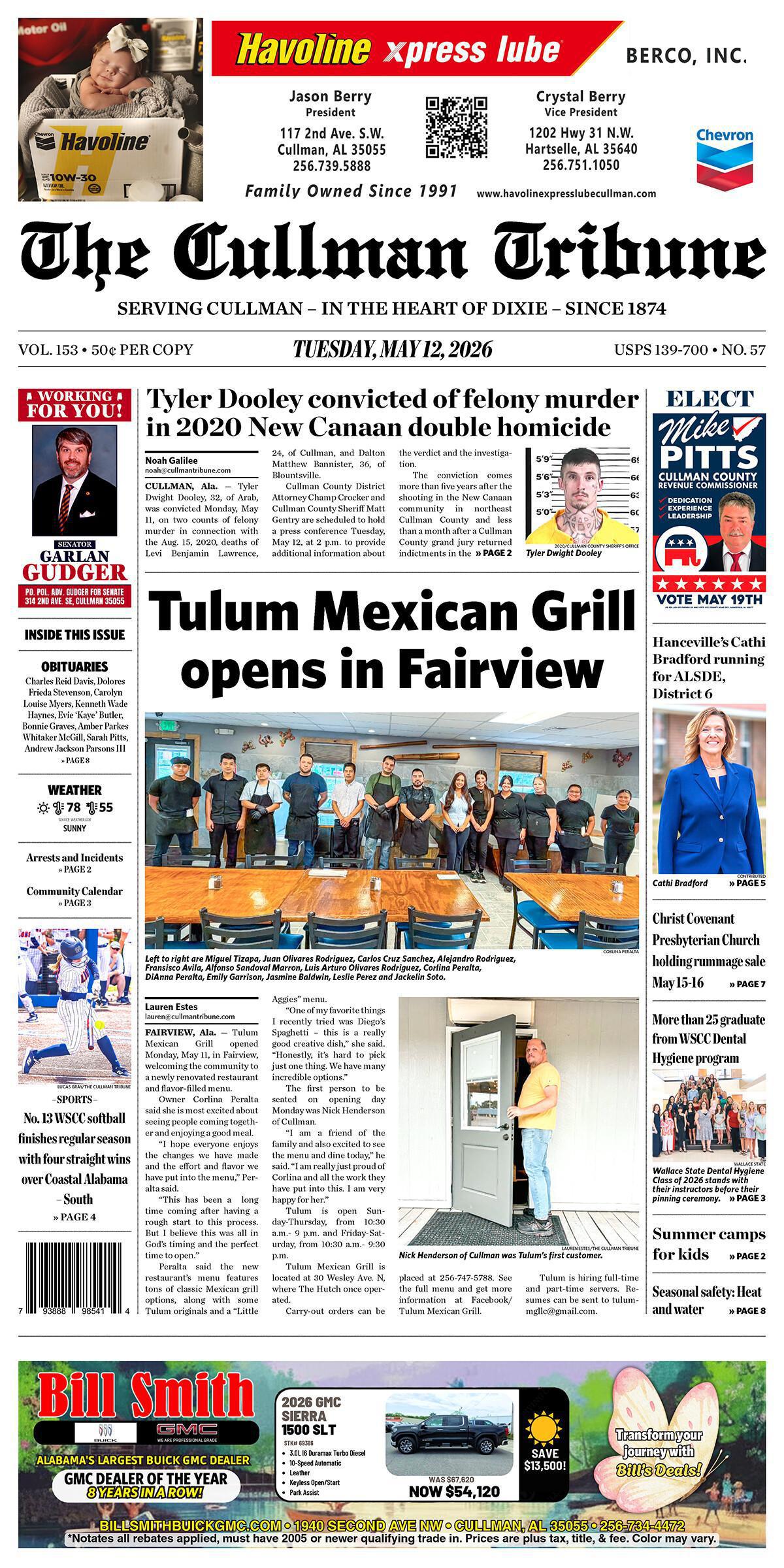 Good Morning Cullman! The 05-12-2026 edition of the Cullman Tribune is now ready to view.