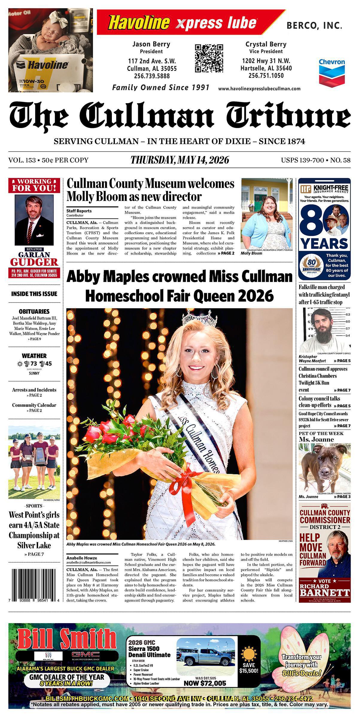 Good Morning Cullman! The 05-14-2026 edition of the Cullman Tribune is now ready to view.