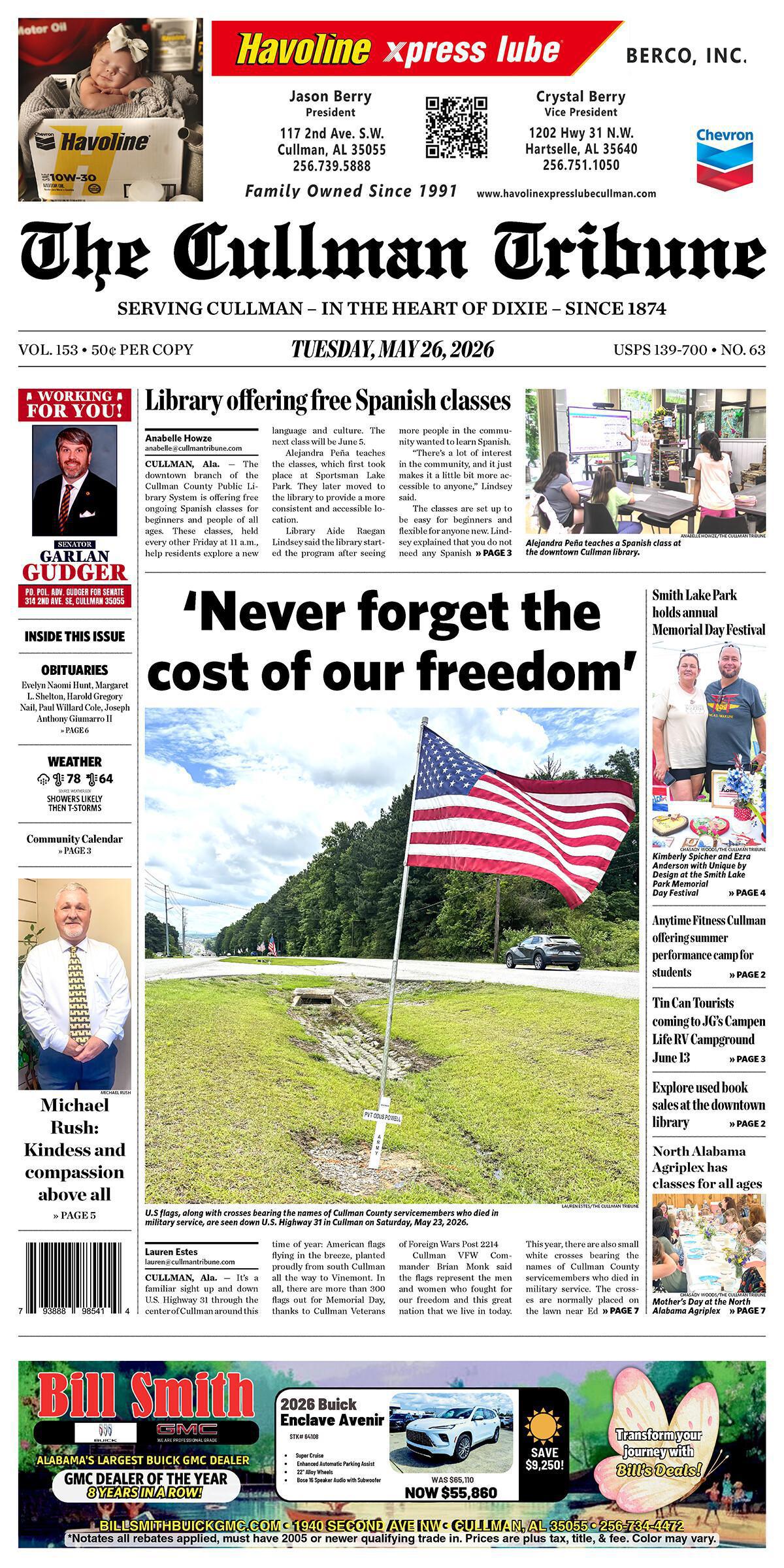 Good Morning Cullman! The 05-26-2026 edition of the Cullman Tribune is now ready to view.