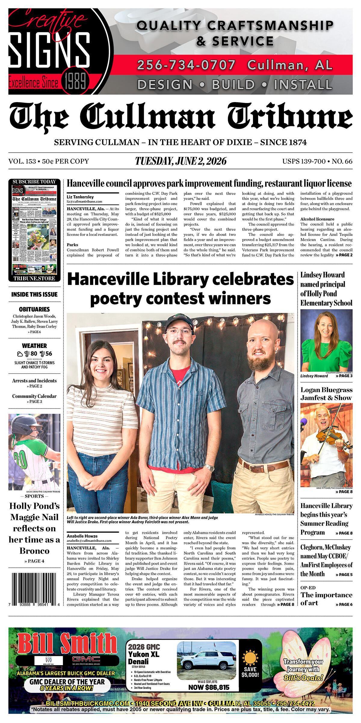 Good Morning Cullman! The 06-02-2026 edition of the Cullman Tribune is now ready to view.