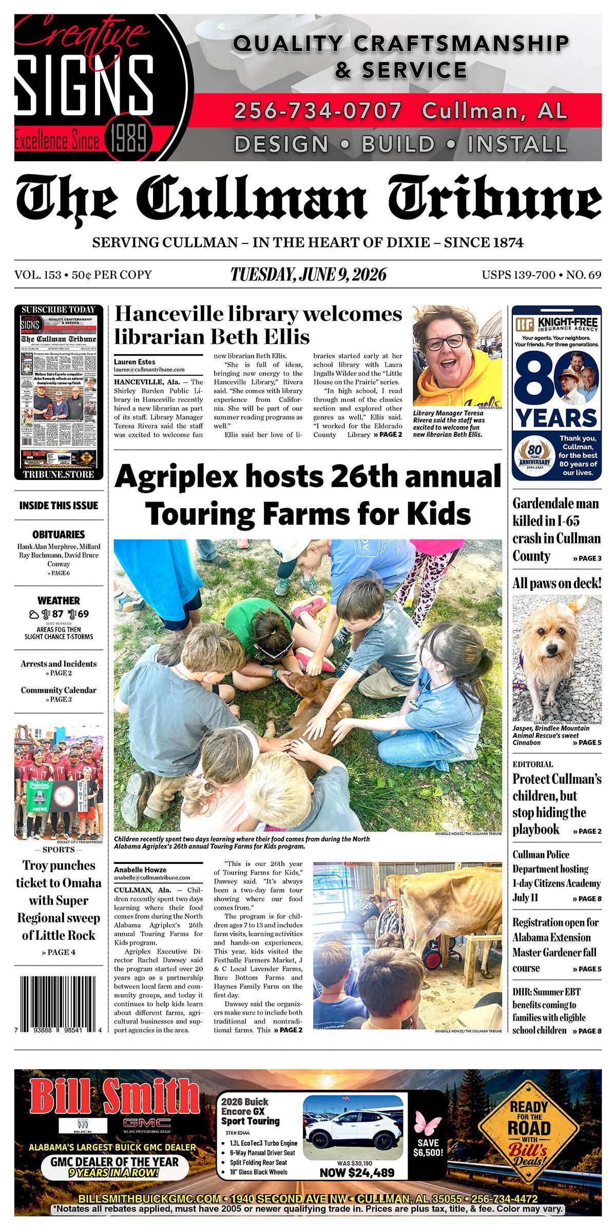 Good Morning Cullman! The 06-09-2026 edition of the Cullman Tribune is now ready to view.