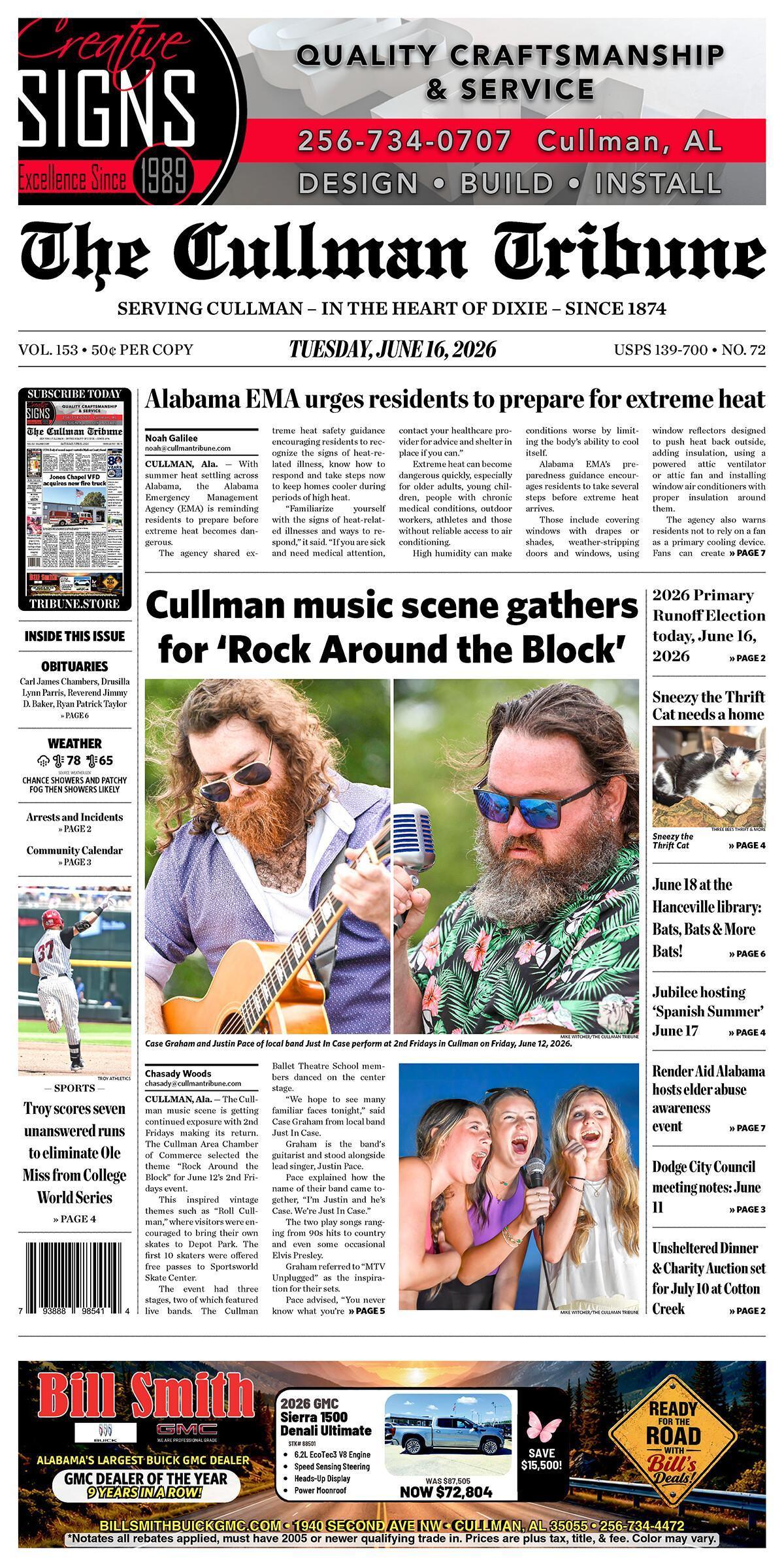 Good Morning Cullman! The 06-16-2026 edition of the Cullman Tribune is now ready to view.