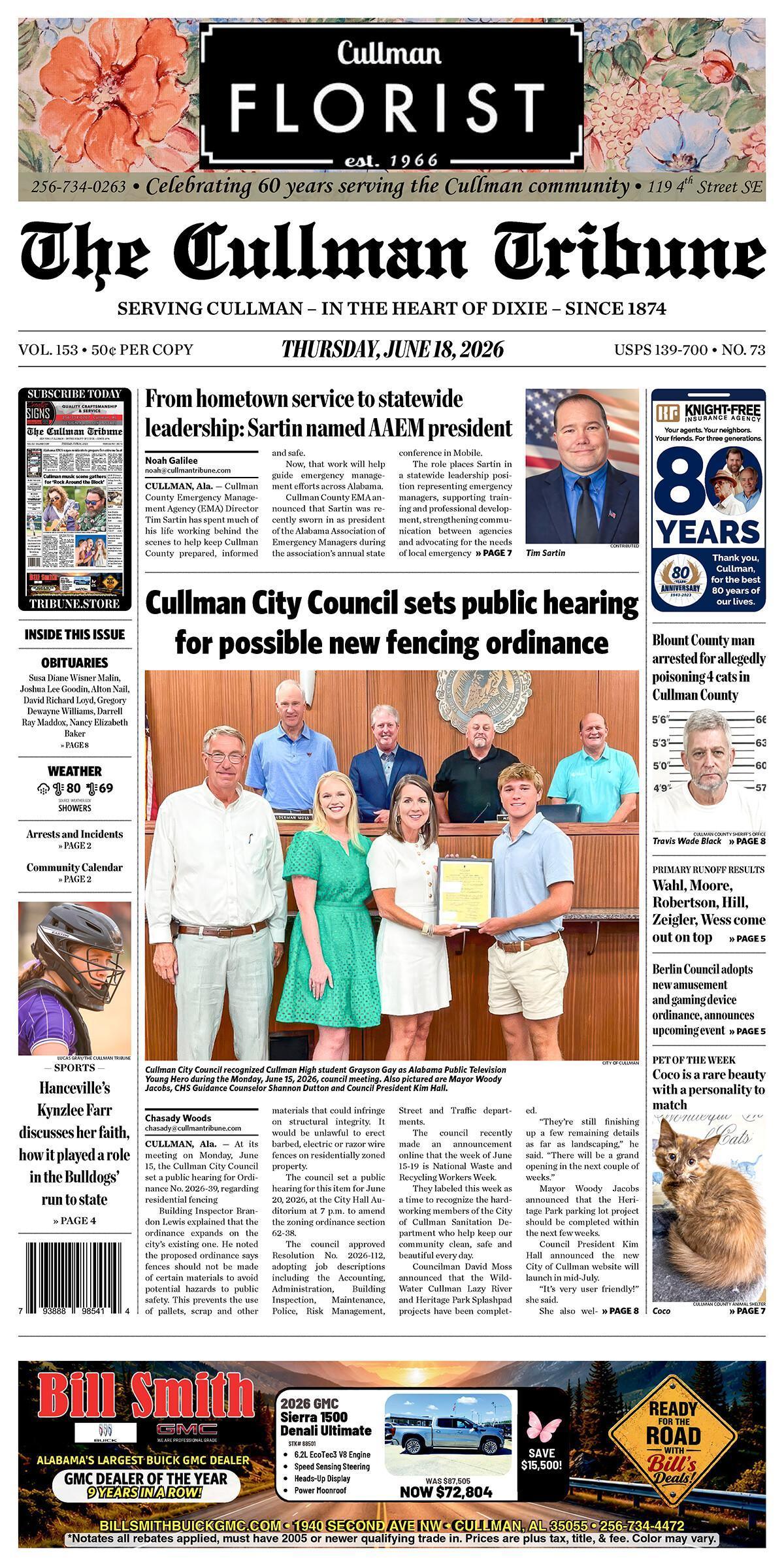 Good Morning Cullman! The 06-18-2026 edition of the Cullman Tribune is now ready to view.