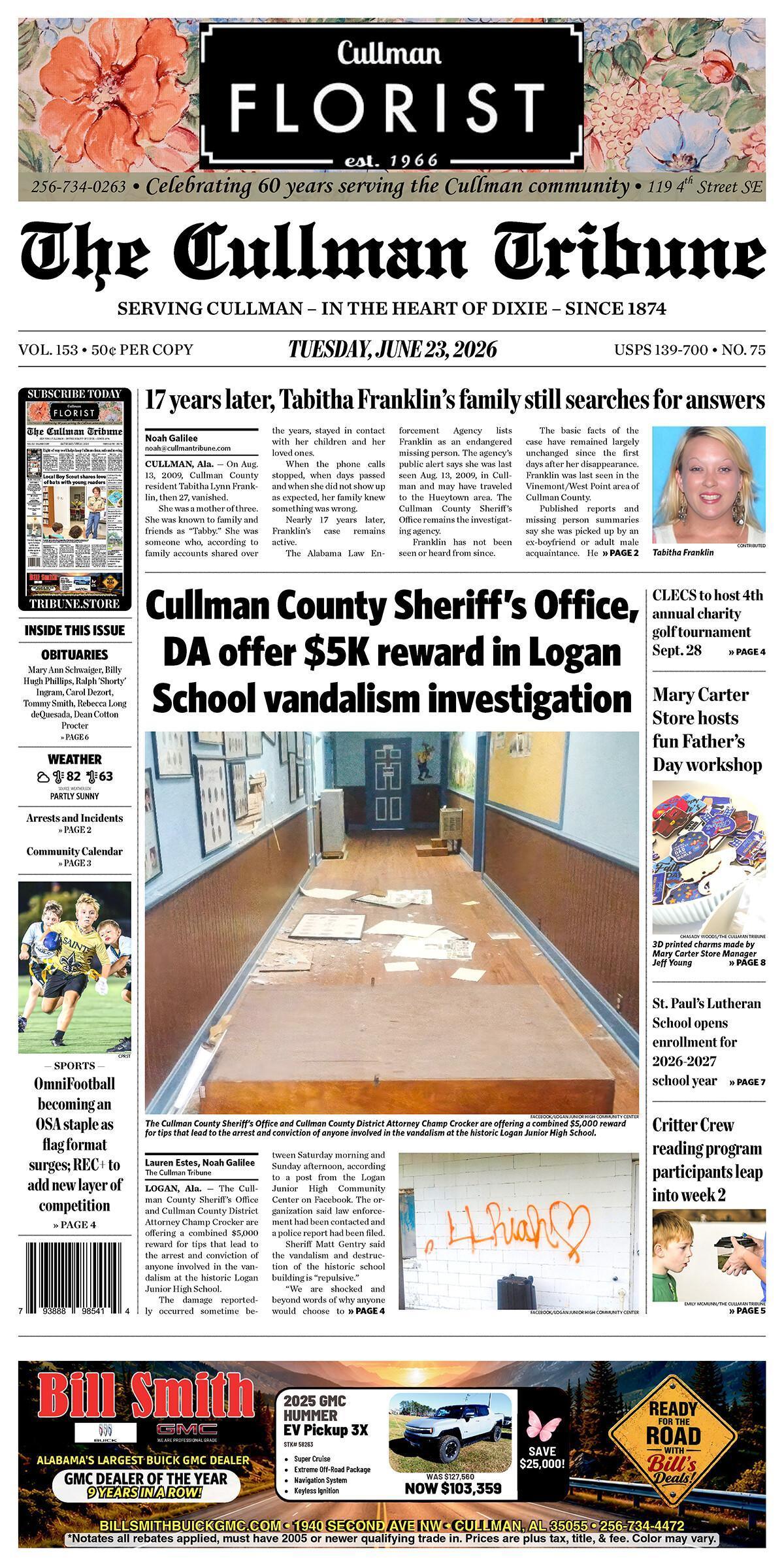 Good Morning Cullman! The 06-23-2026 edition of the Cullman Tribune is now ready to view.