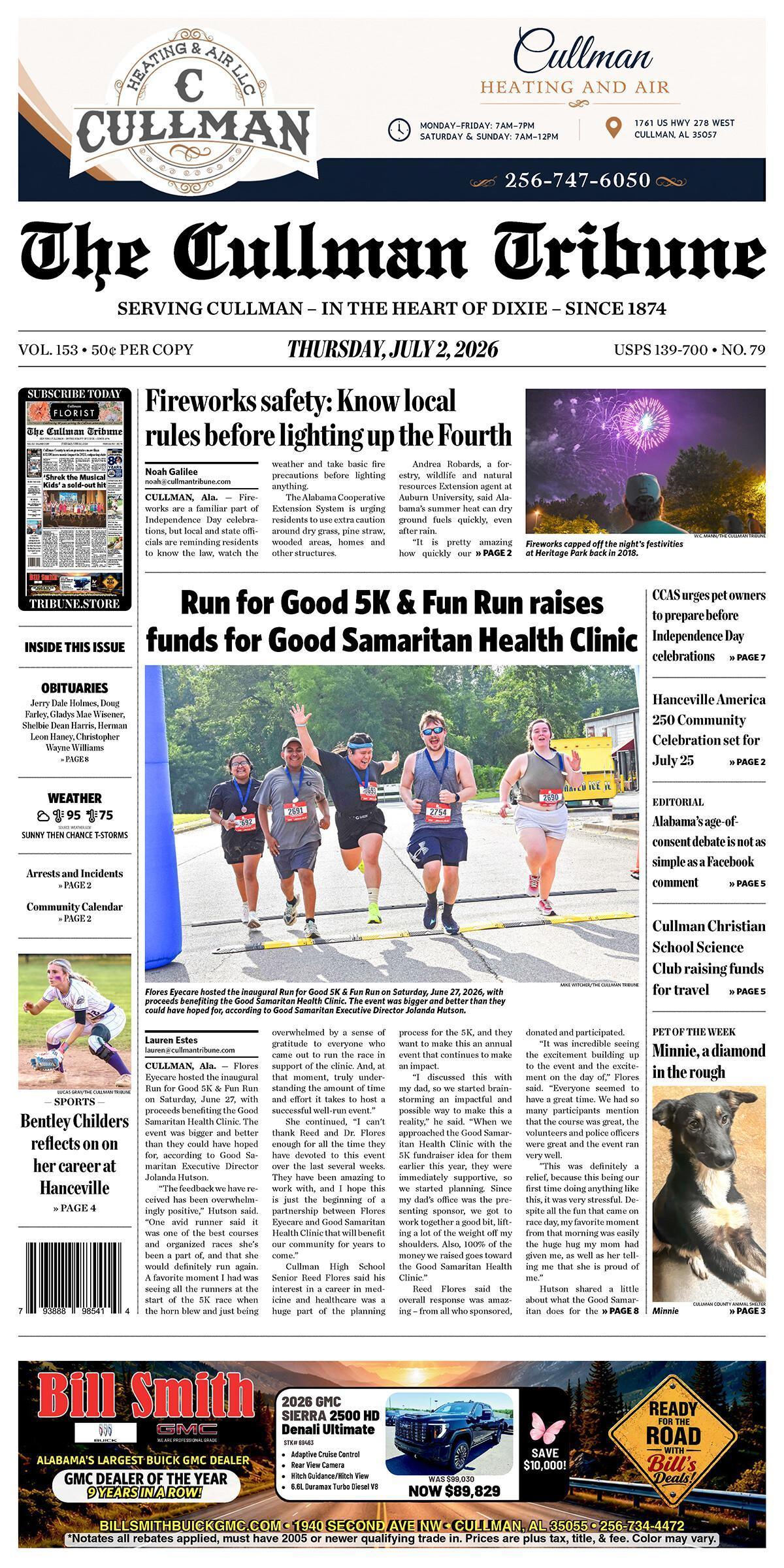 Good Morning Cullman! The 07-02-2026 edition of the Cullman Tribune is now ready to view.