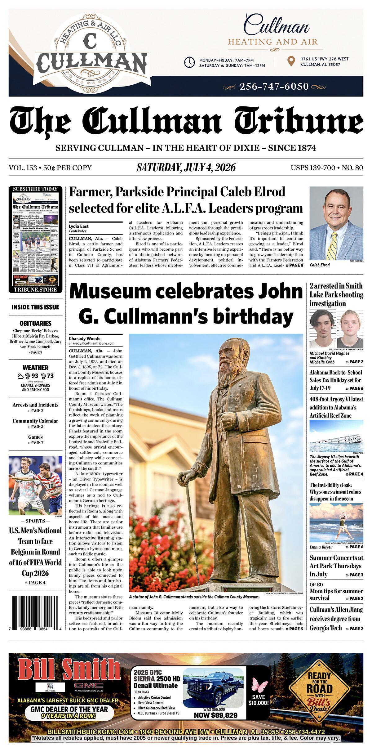 Good Morning Cullman! The 07-04-2026 edition of the Cullman Tribune is now ready to view.