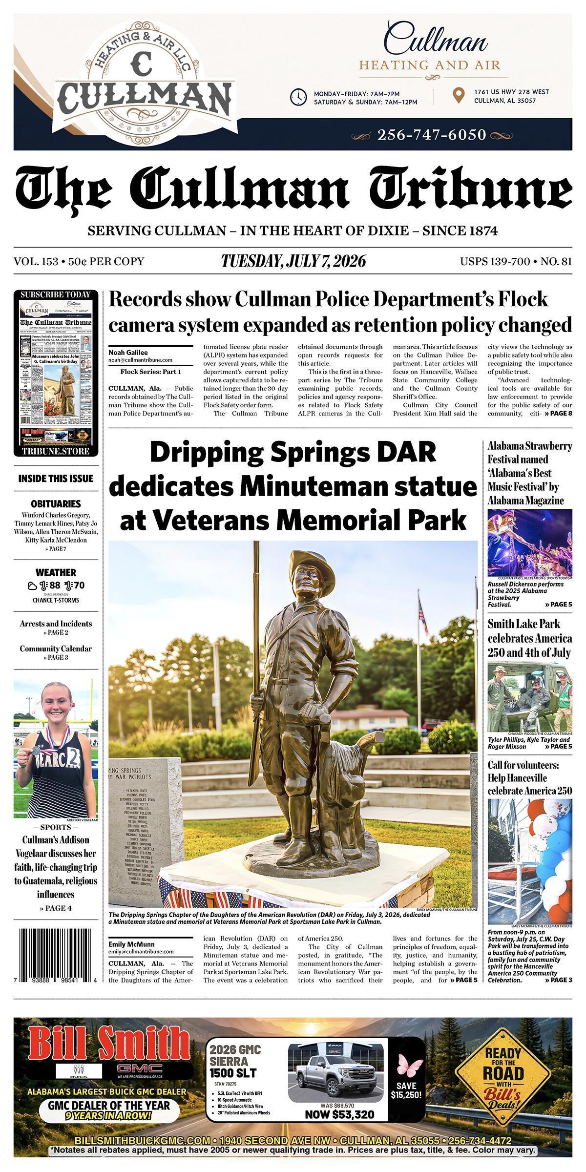 Good Morning Cullman! The 07-07-2026 edition of the Cullman Tribune is now ready to view.